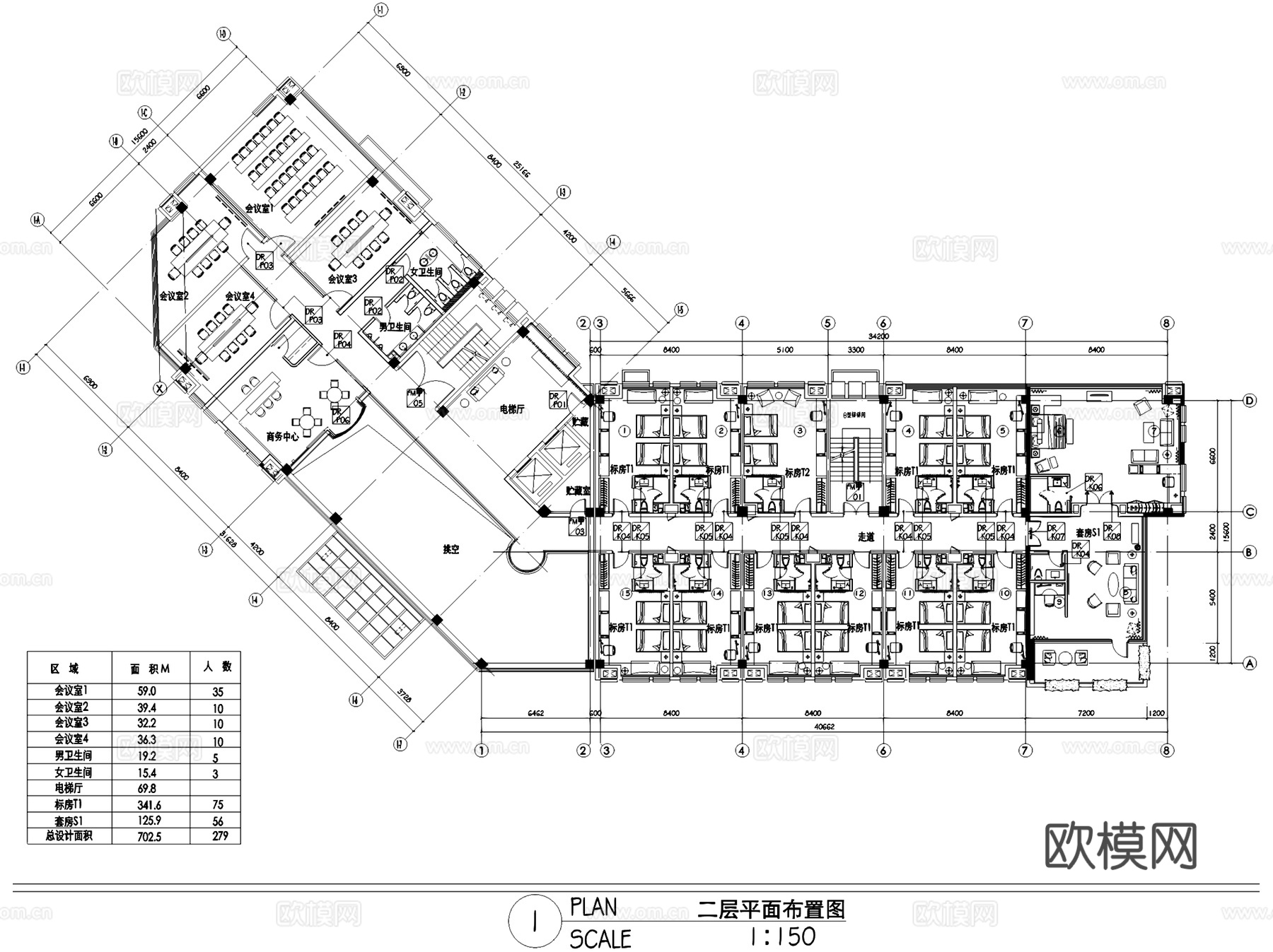 南京若航老山酒店室内工装CAD施工图整套cad施工图