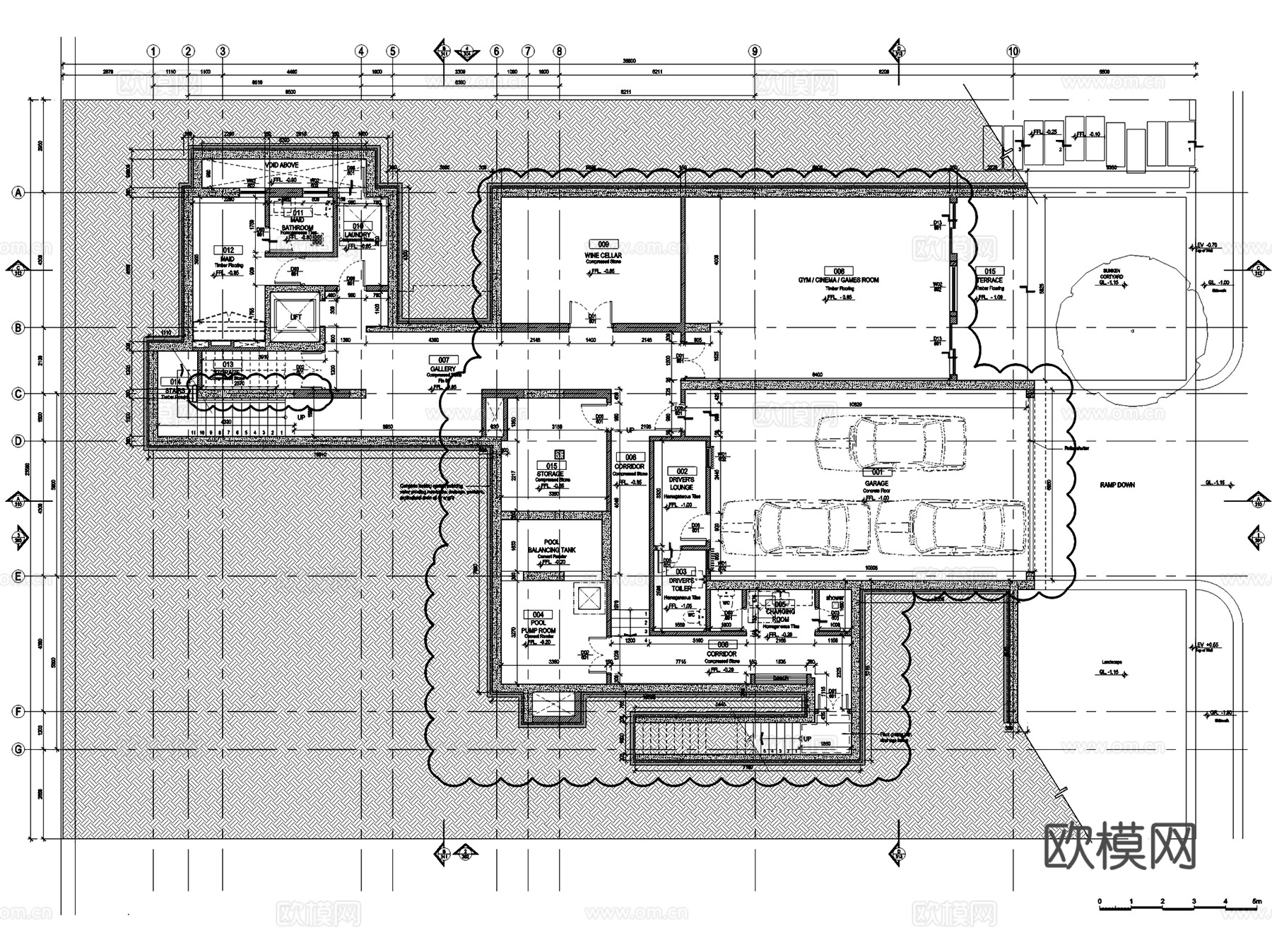 三亚太阳湾柏悦酒店别墅建筑CAD施工图 3套cad施工图cad施工图