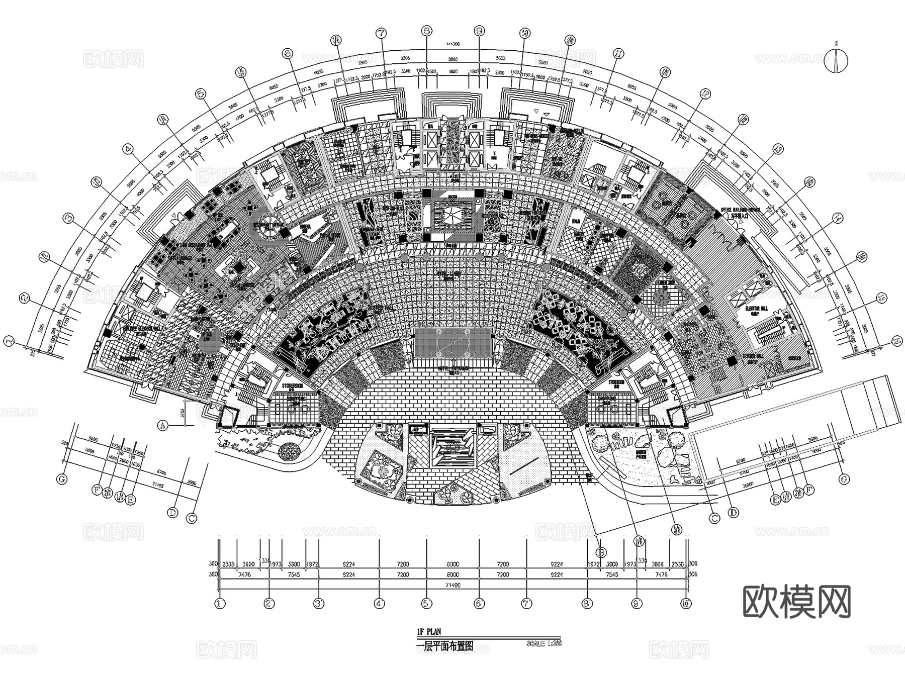 沈阳东北大厦酒店公区室内工装CAD施工图cad施工图