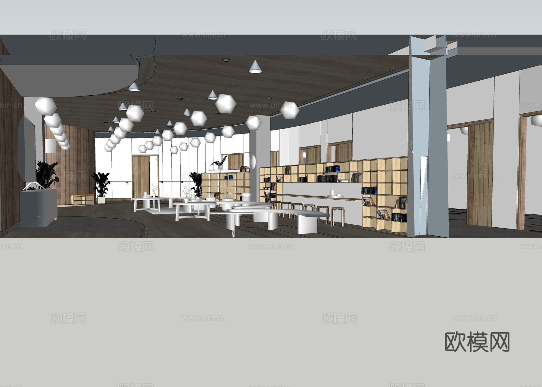 现代老年室内活动中心 老年日托su模型