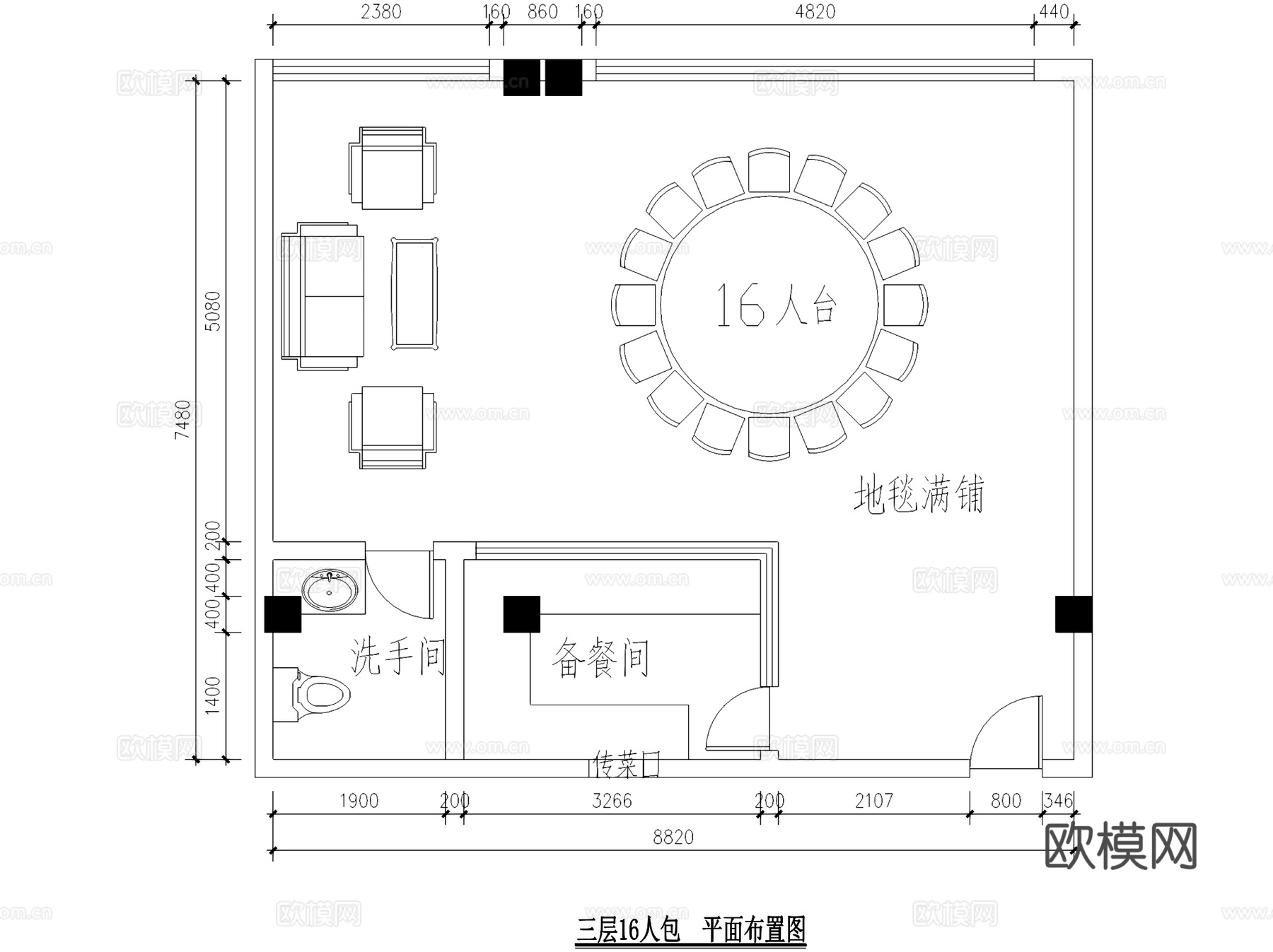 酒店宴会厅包间室内工装CAD施工图cad施工图