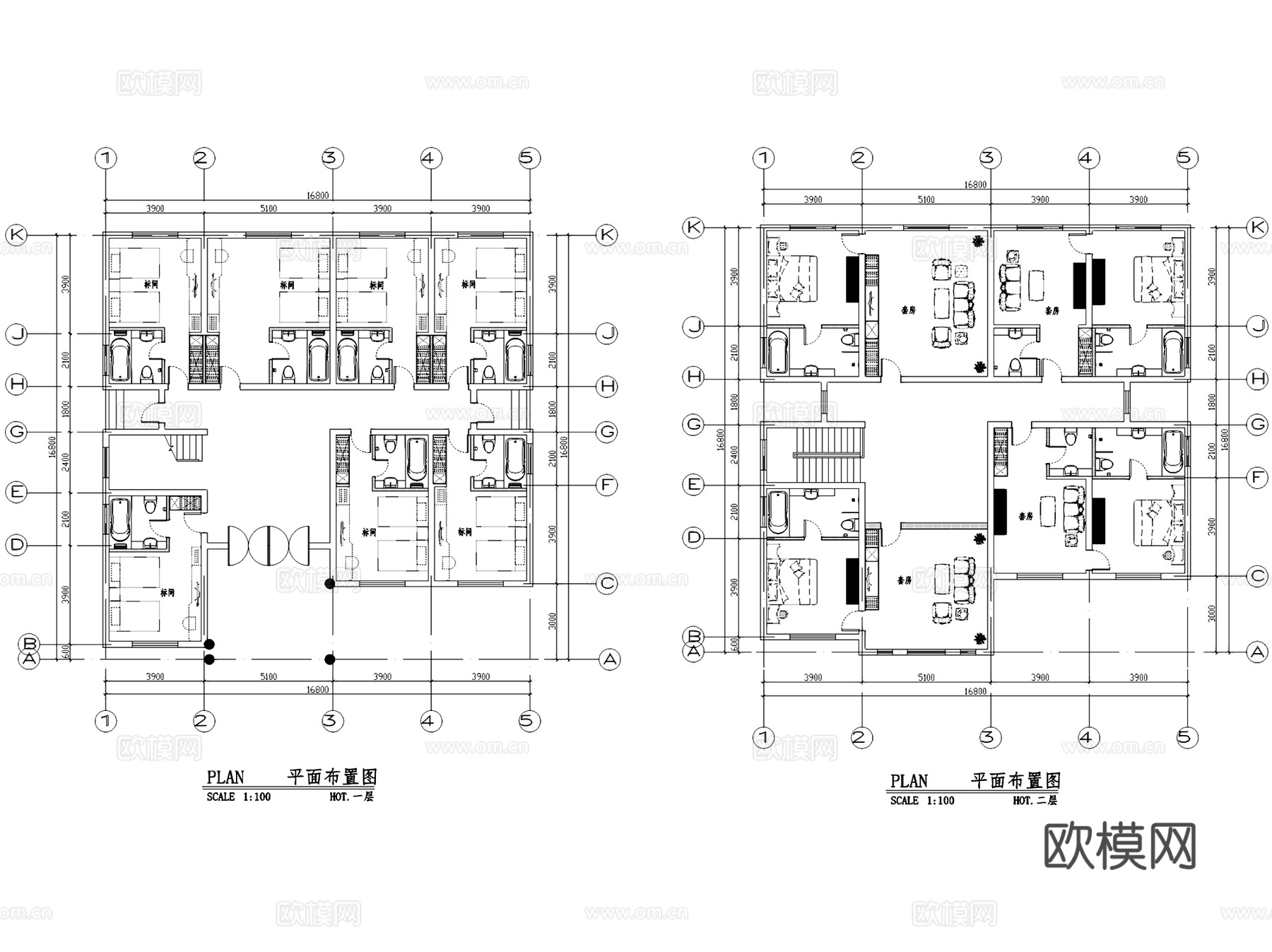 利川酒店室内工装平面图CAD施工图cad施工图