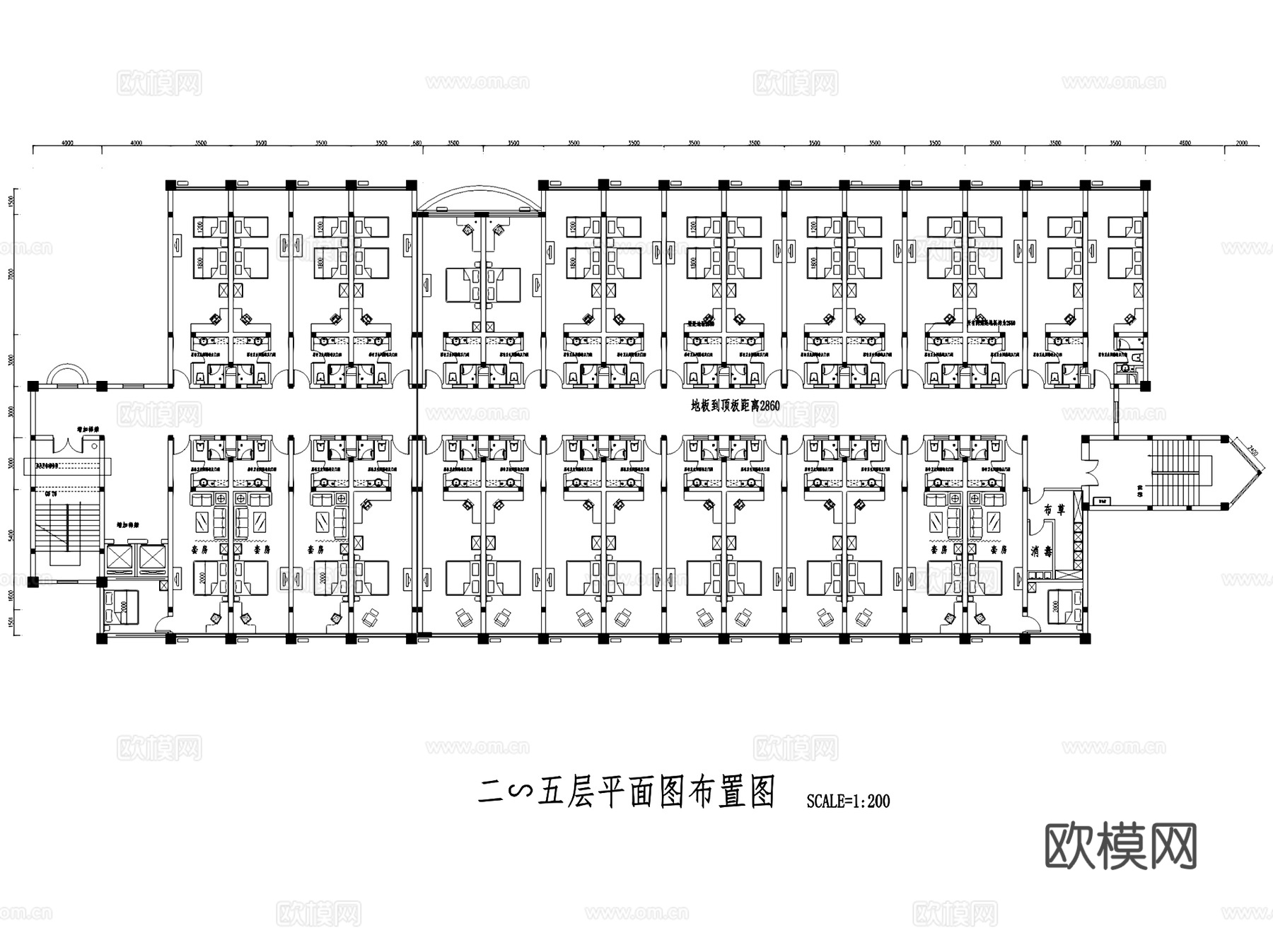 苏州汉庭快捷酒店室内工装CAD施工图cad施工图