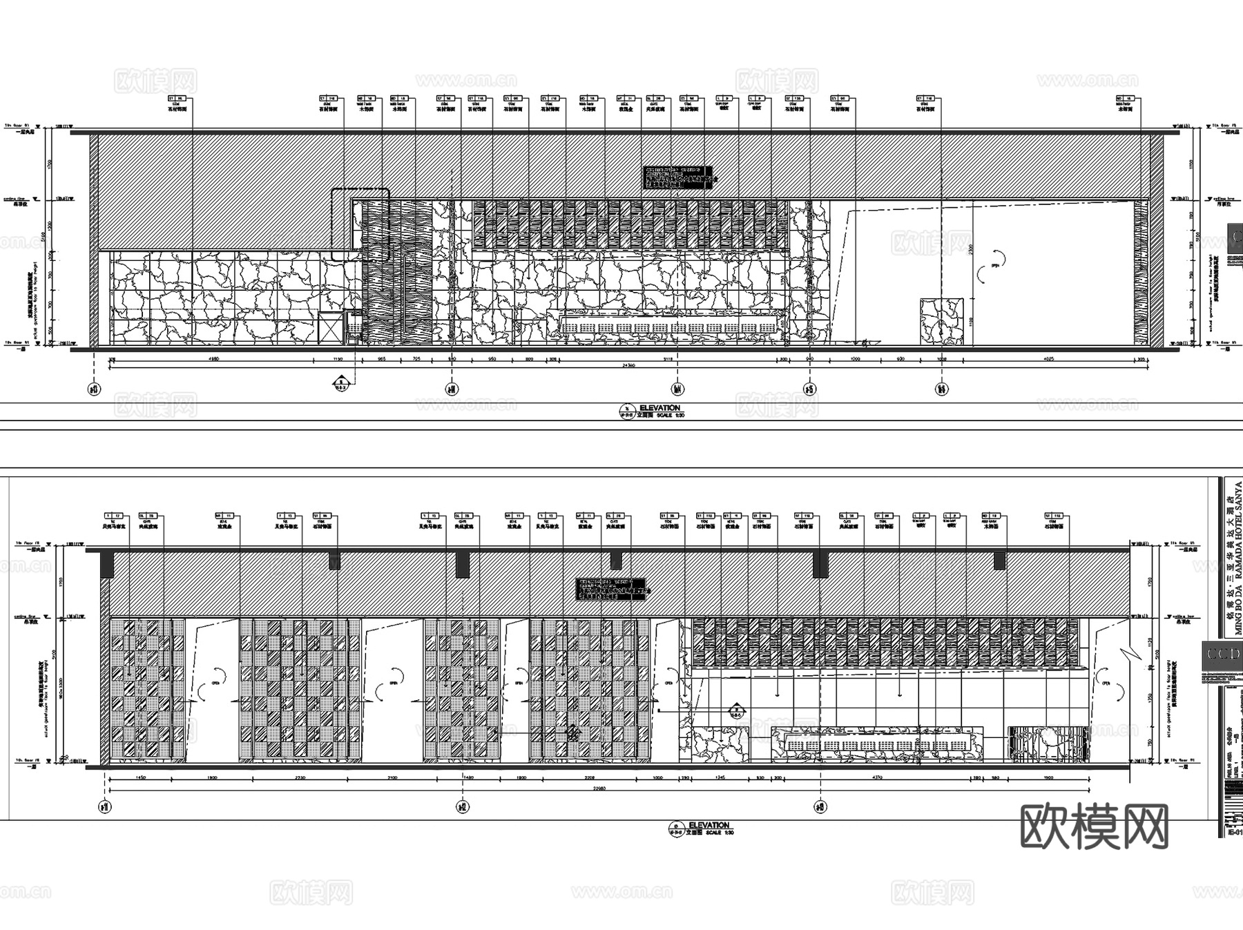 铭博达三亚华美达大酒店室内工装CAD施工图整套cad施工图