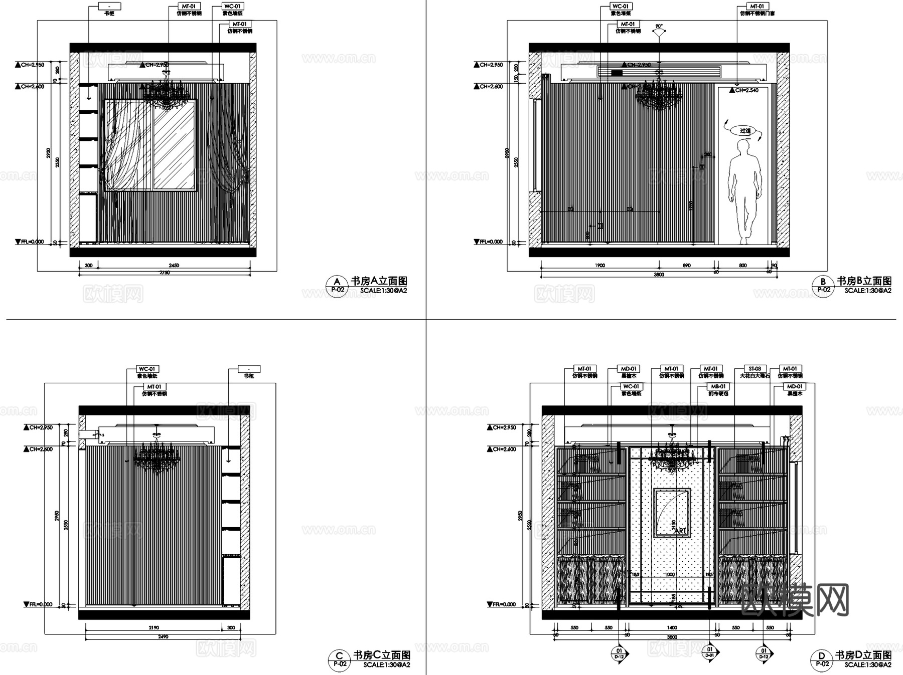 中梁百悦城175样板房室内家装CAD施工图整套cad施工图