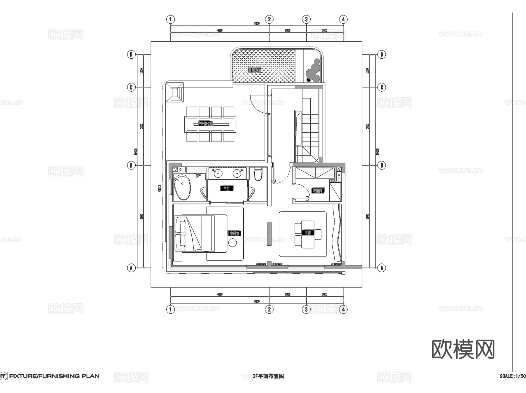 自在澜湾C1-E户型二层叠墅室内家装CAD施工图整套cad施工图