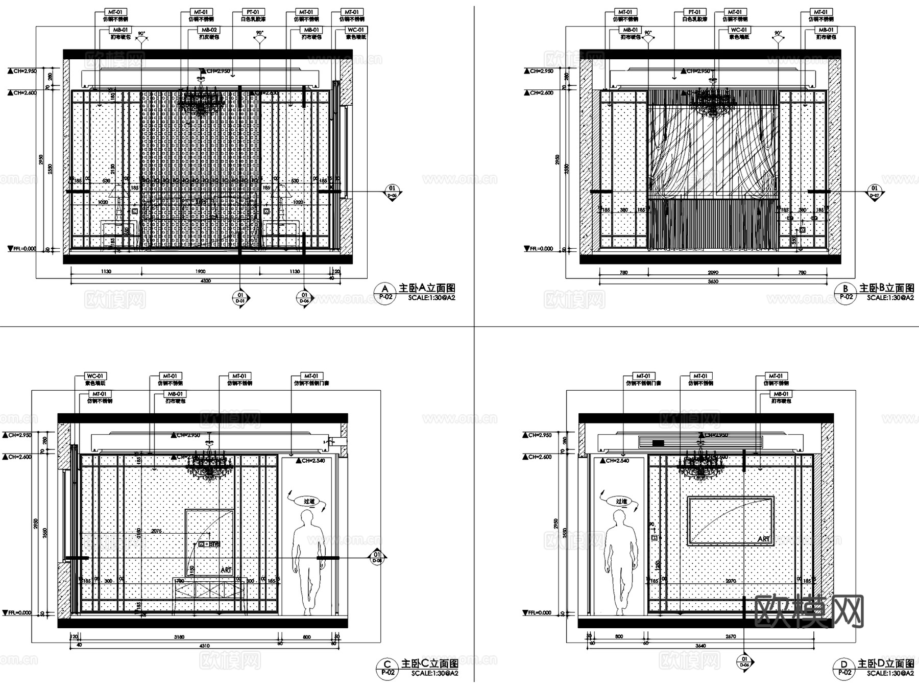 中梁百悦城175样板房室内家装CAD施工图整套cad施工图