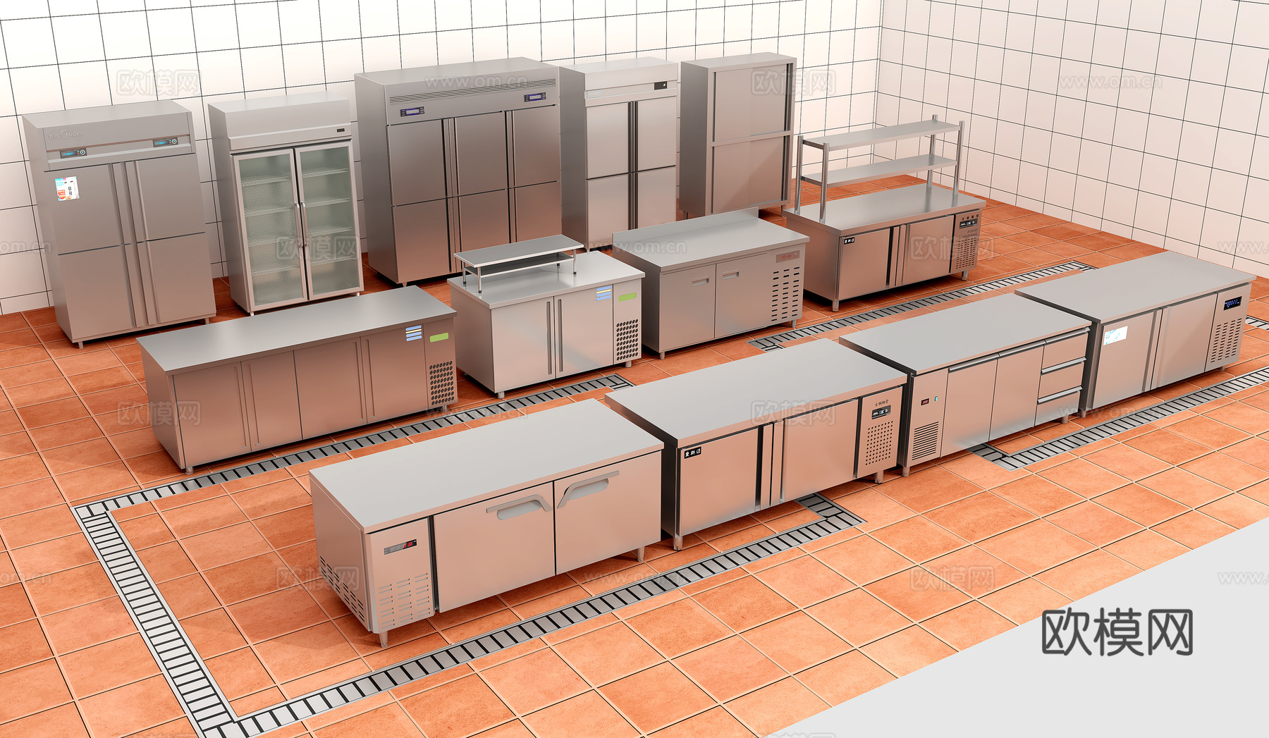 卧式冰柜 厨房冰箱3d模型下载（渲染图3）