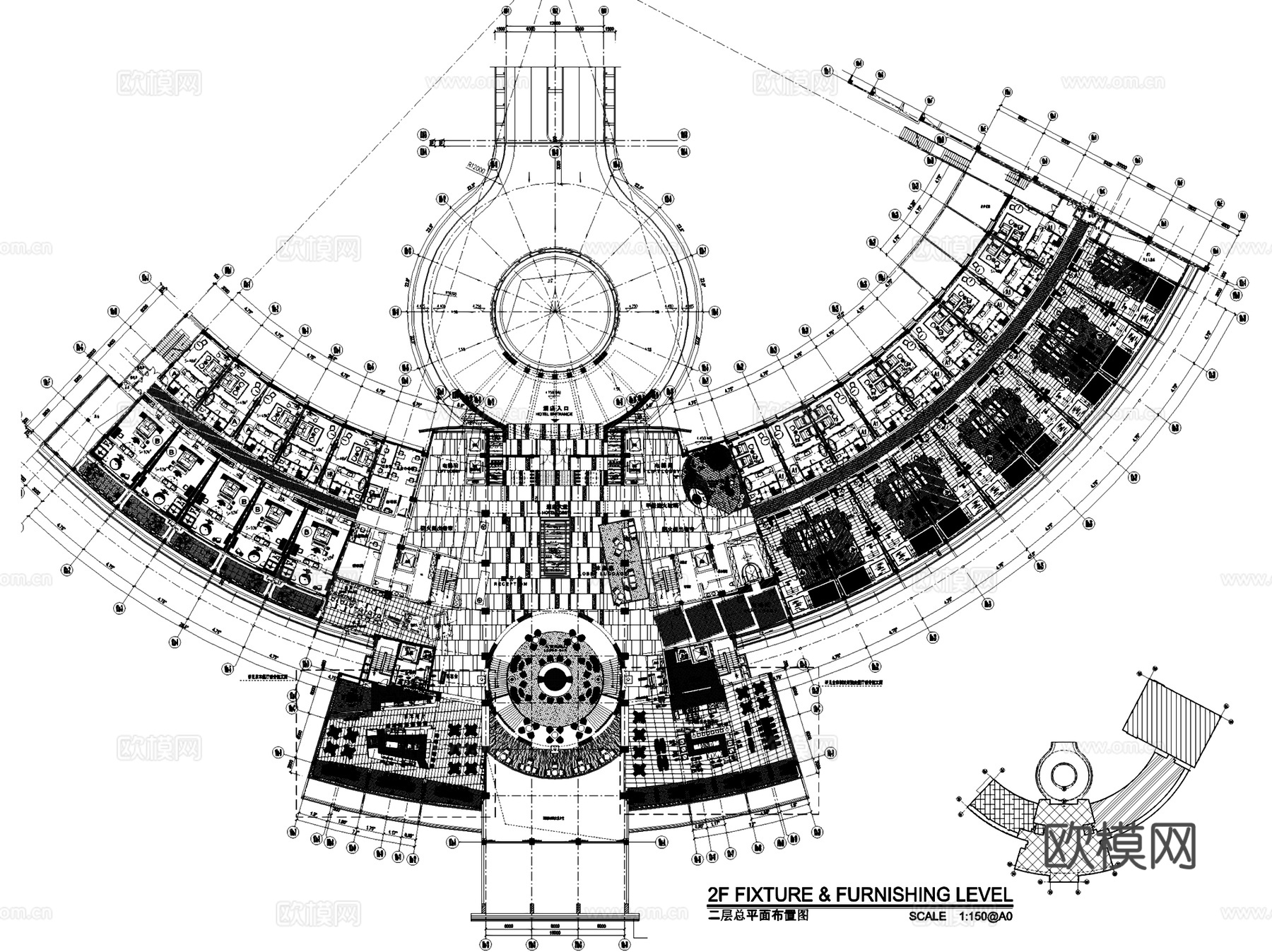 三亚鸿洲游艇俱乐部酒店室内工装CAD施工图cad施工图