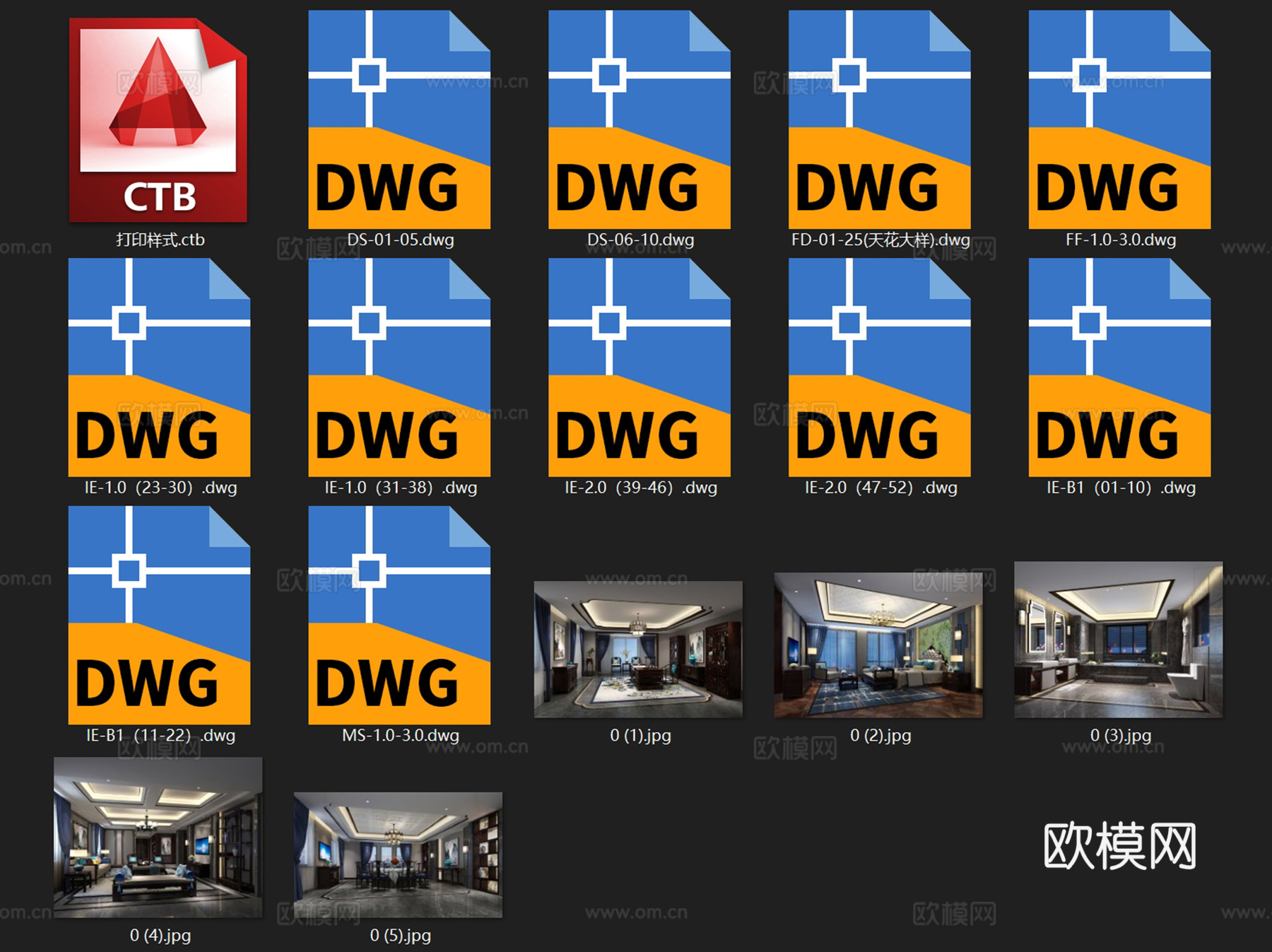 新中式松江72#二层别墅室内家装CAD施工图整套cad施工图