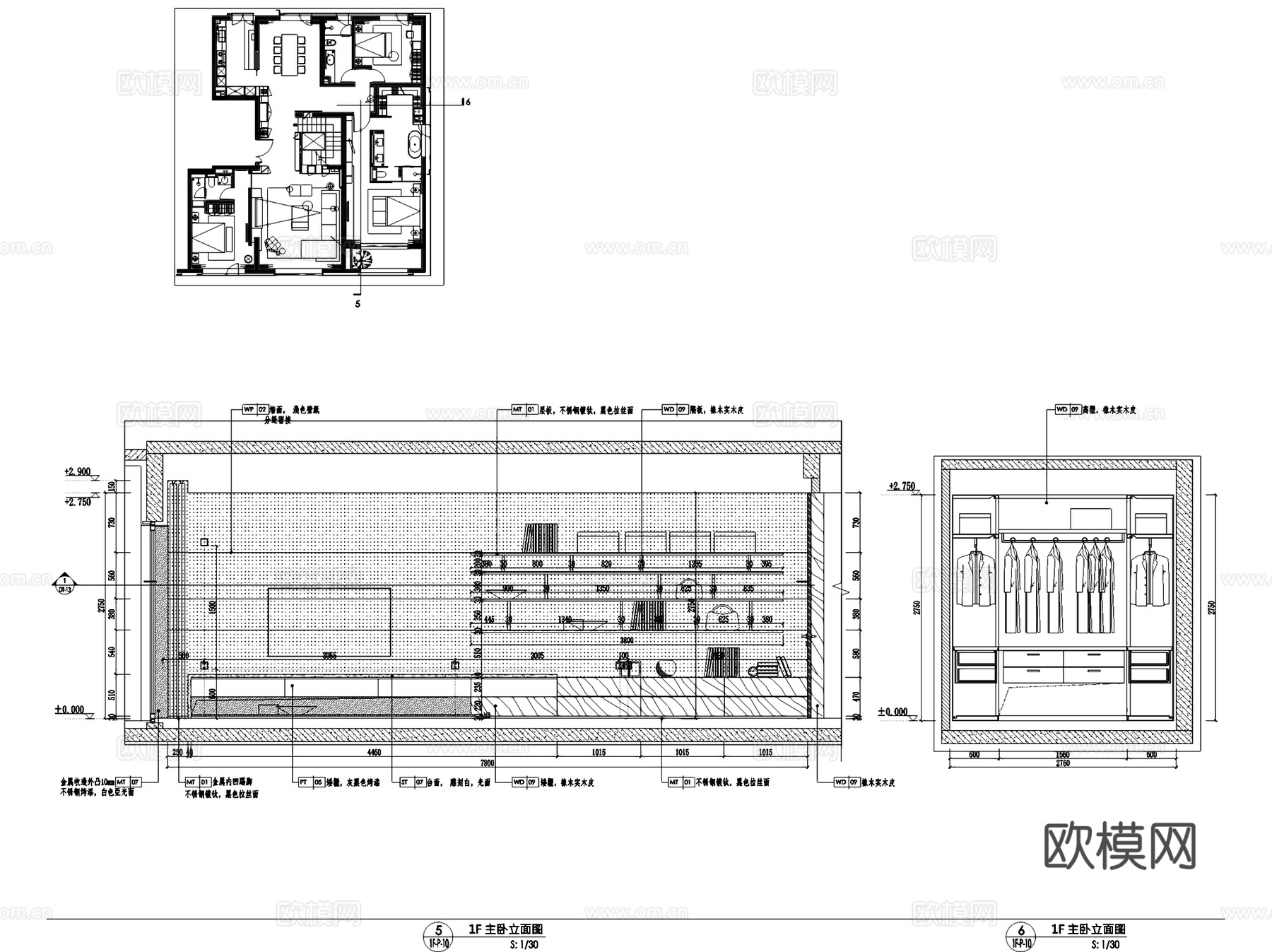 郑州融创天璟园中原壹号院5#220户型跃层样板房室内家装cad施工图