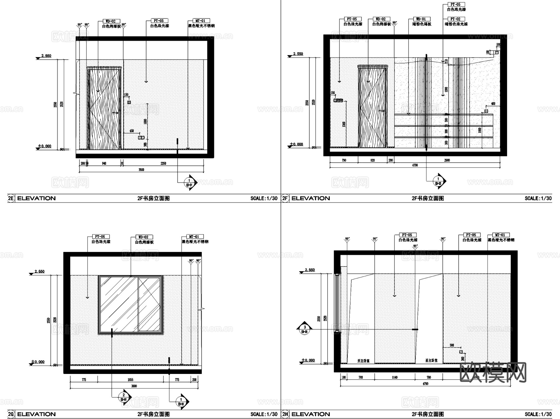 自在澜湾C1-E户型二层叠墅室内家装CAD施工图整套cad施工图