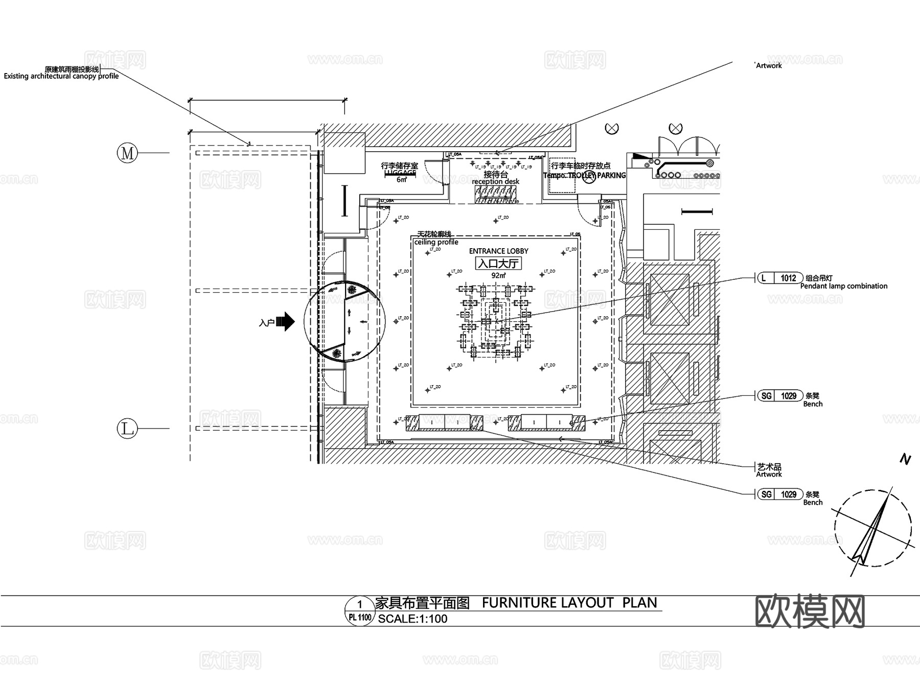 洛阳凯悦酒店室内工装平面CAD施工图+文本cad施工图