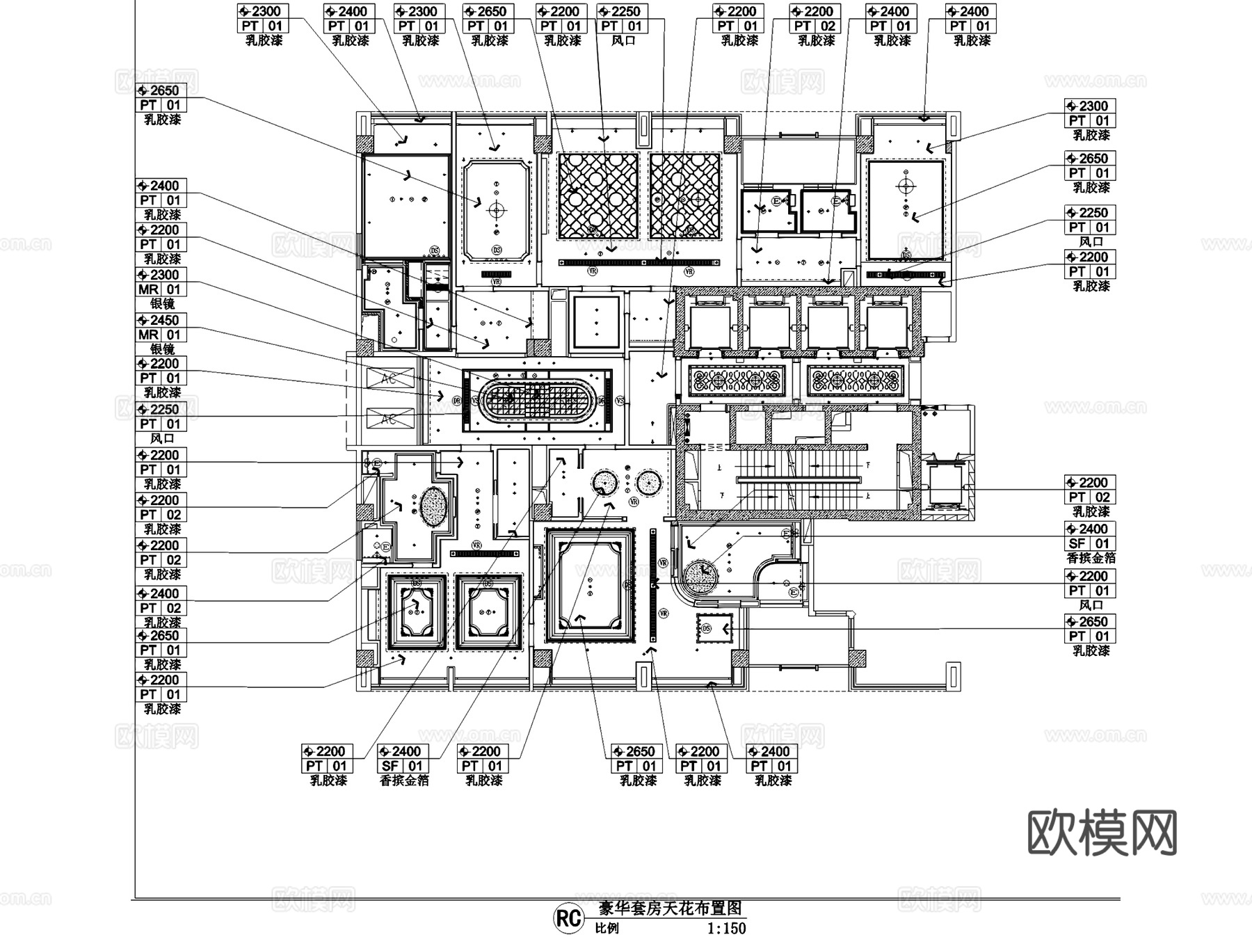 世代锦江公寓豪华套房室内家装CAD施工图cad施工图