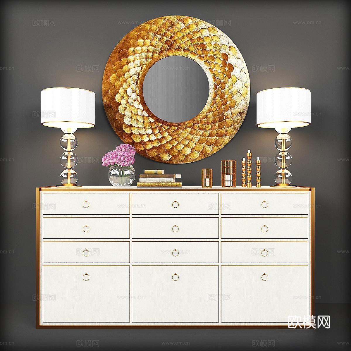 装饰套装 新古典斗柜3d模型下载