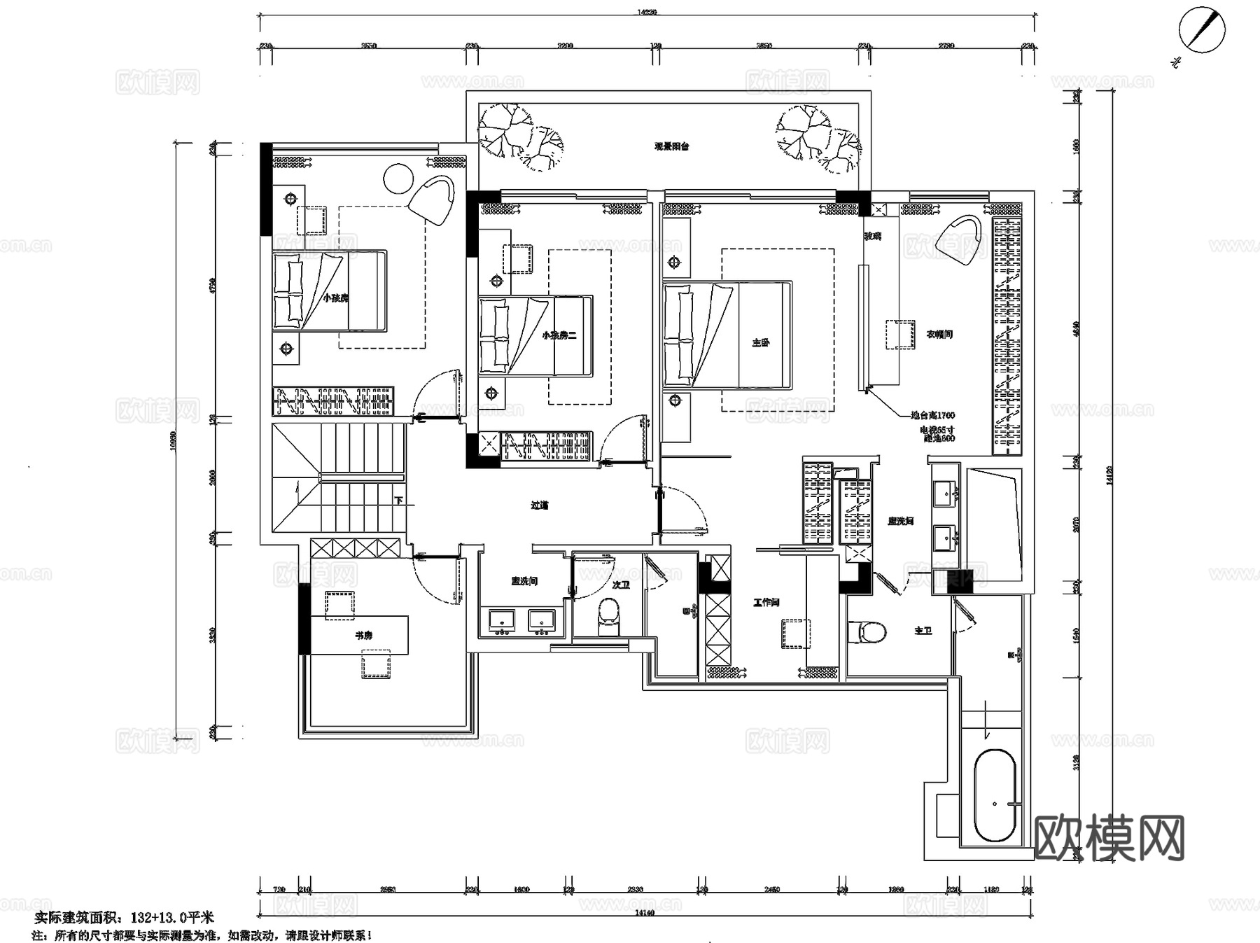 养生谷二期20-2-601复式跃层私家室内家装CAD施工图cad施工图