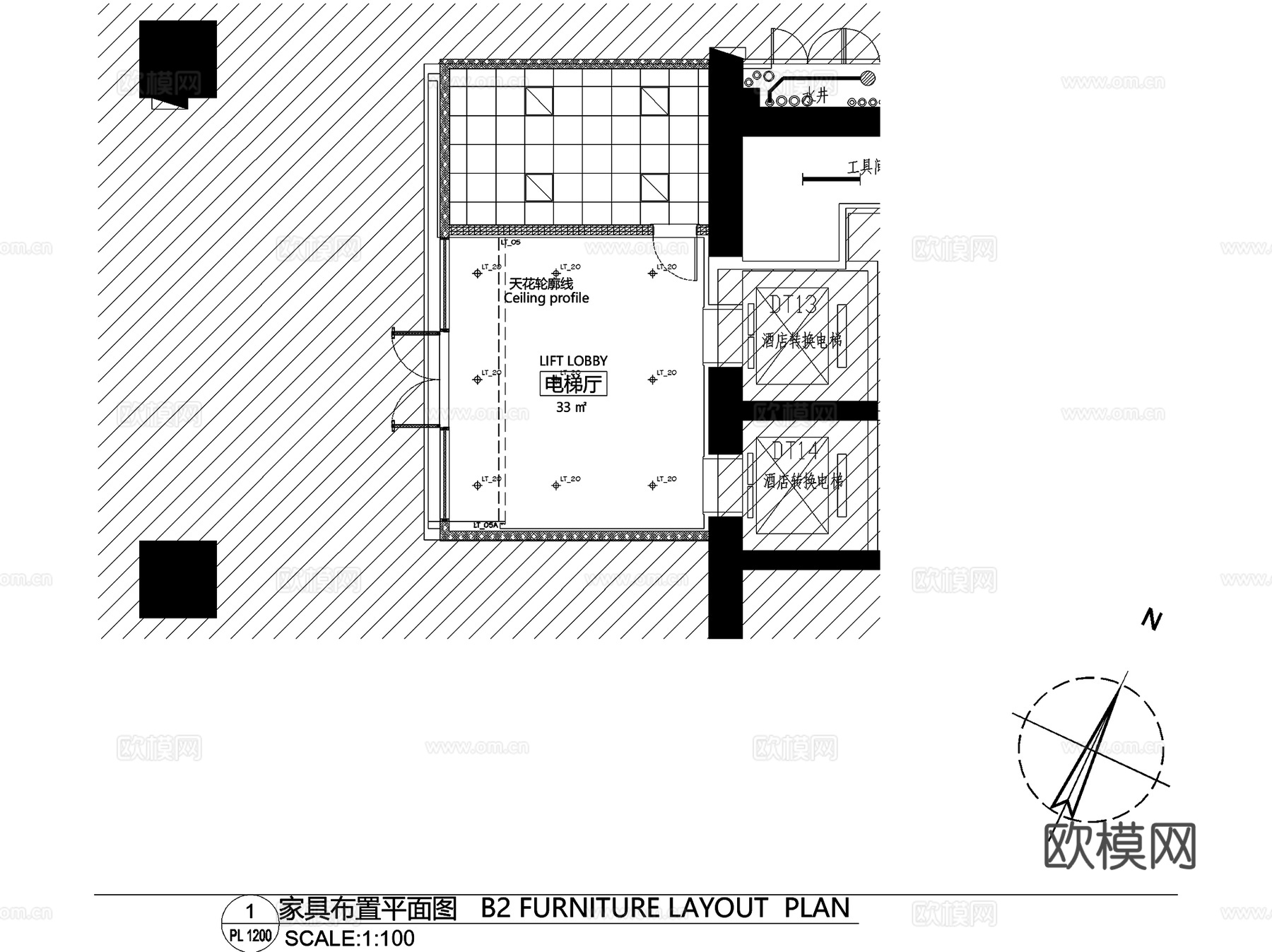 洛阳凯悦酒店室内工装平面CAD施工图+文本cad施工图