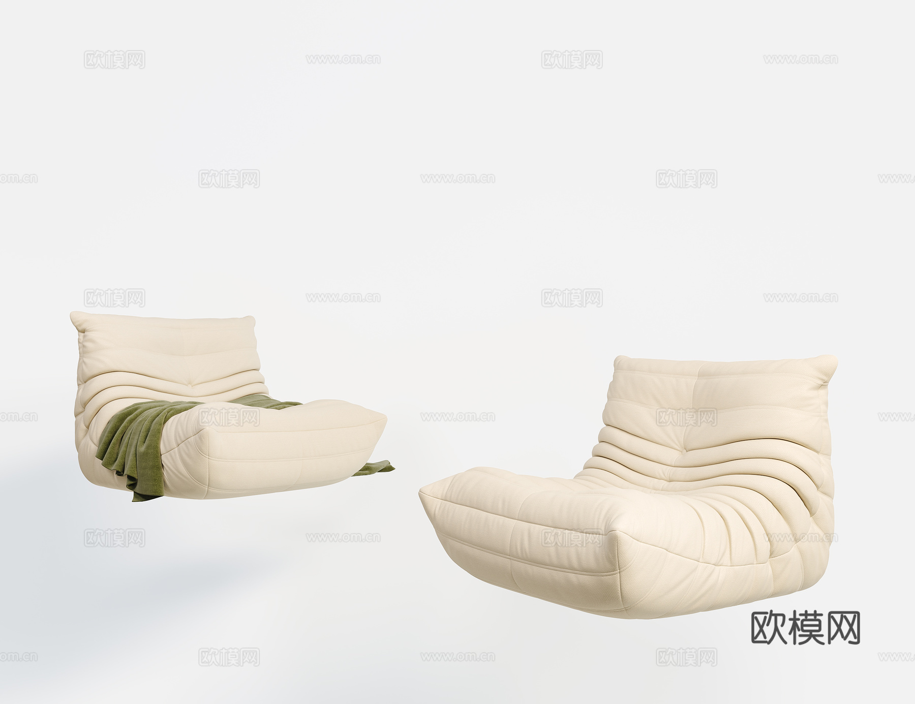 现代懒人沙发 布艺沙发 毛毛虫沙发su模型