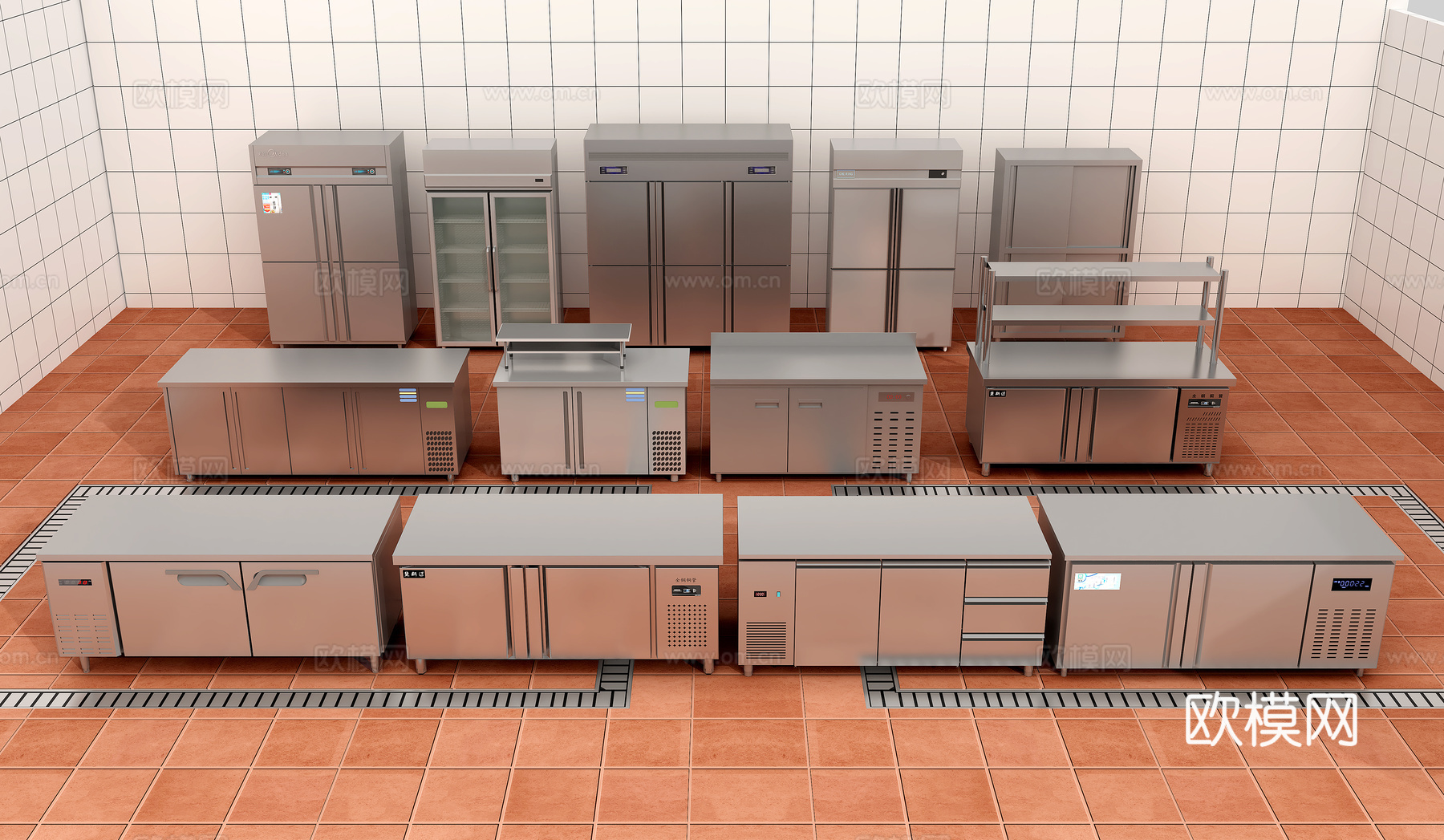 卧式冰柜 厨房冰箱3d模型下载（渲染图1）