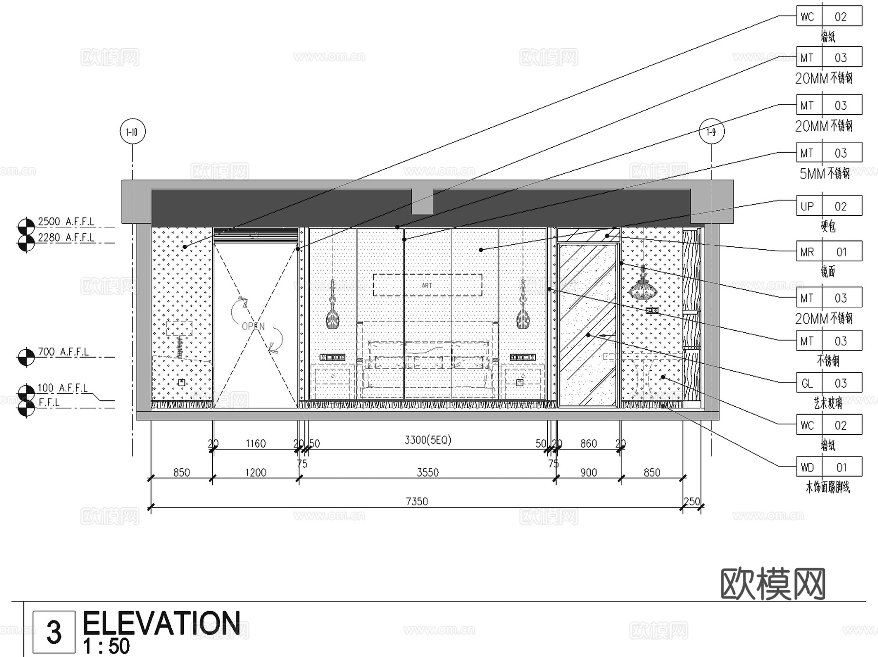 北京丽雅酒店客房样板间室内工装CAD施工图整套cad施工图