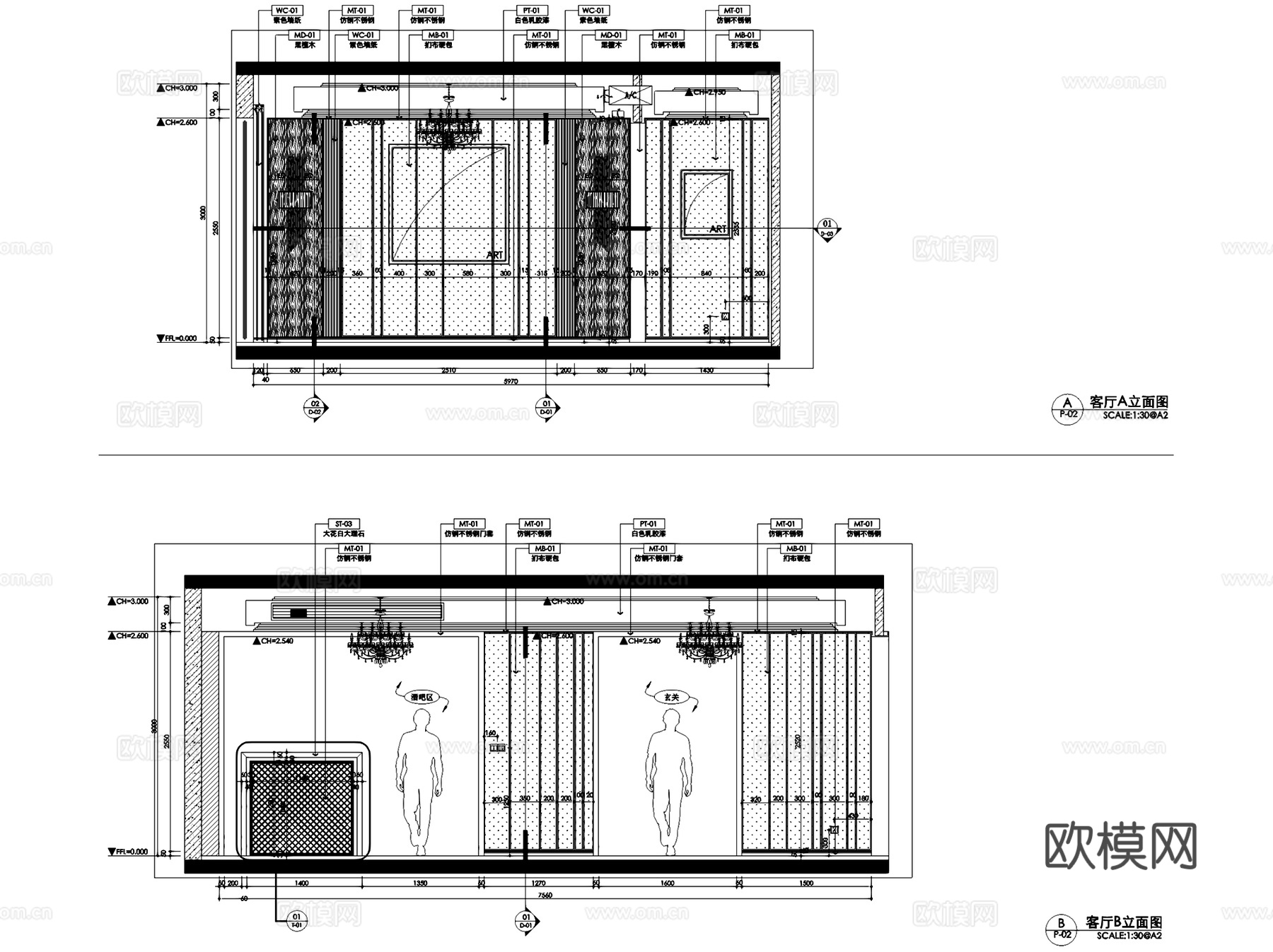 中梁百悦城175样板房室内家装CAD施工图整套cad施工图