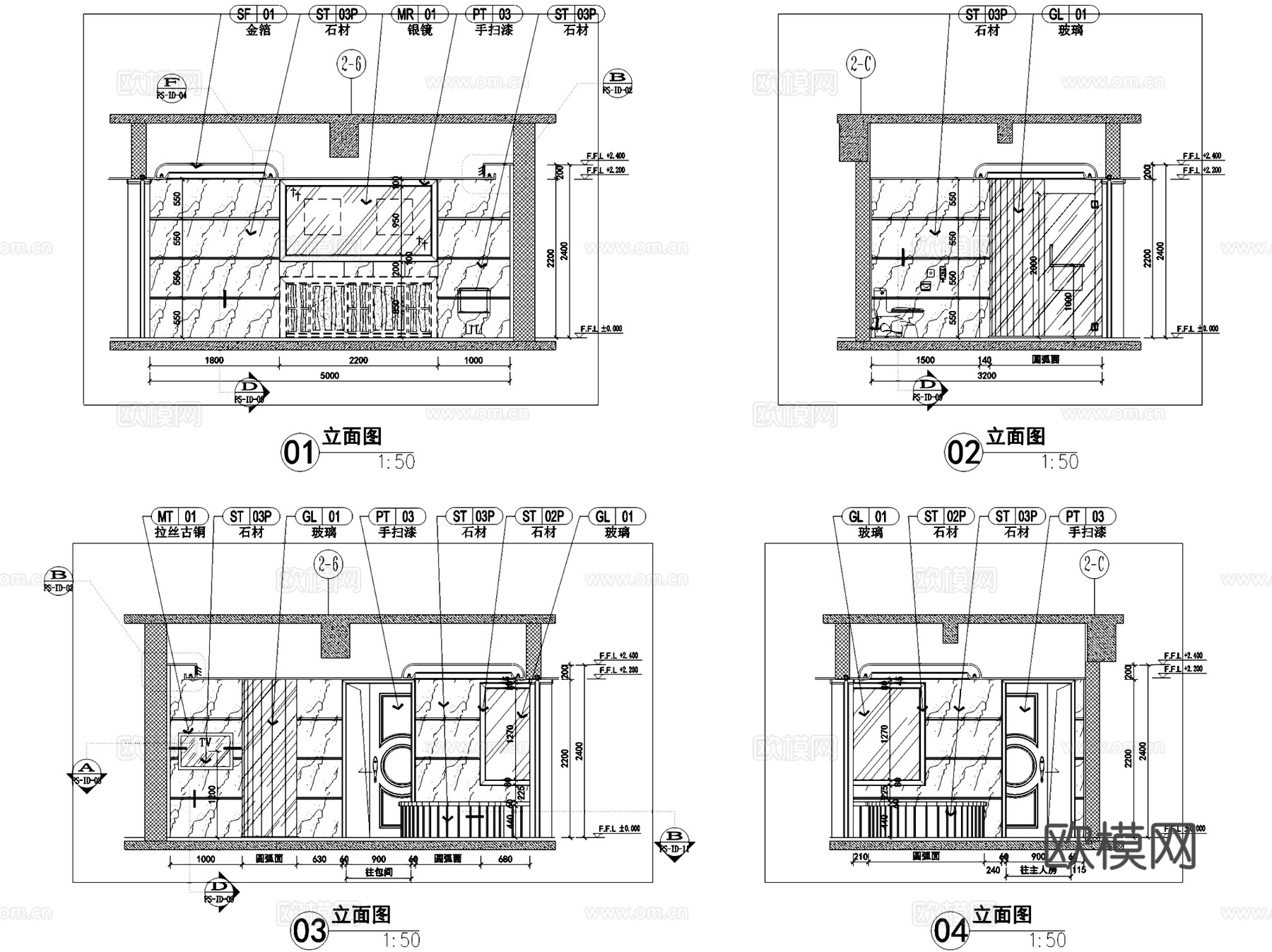 世代锦江公寓豪华套房室内家装CAD施工图cad施工图