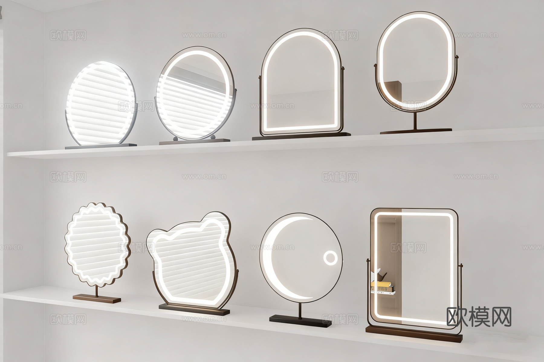 现代LED化妆镜 智能美妆镜 桌面梳妆镜su模型