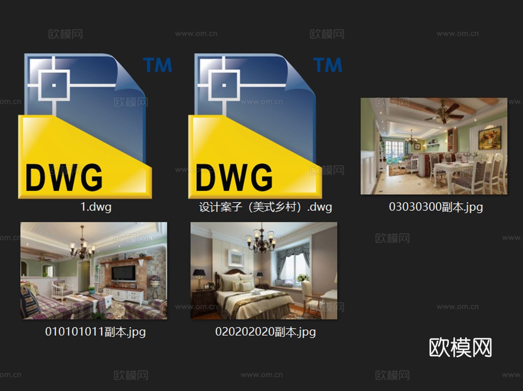 刑门美式私宅三室两厅两卫室内家装CAD施工图cad施工图