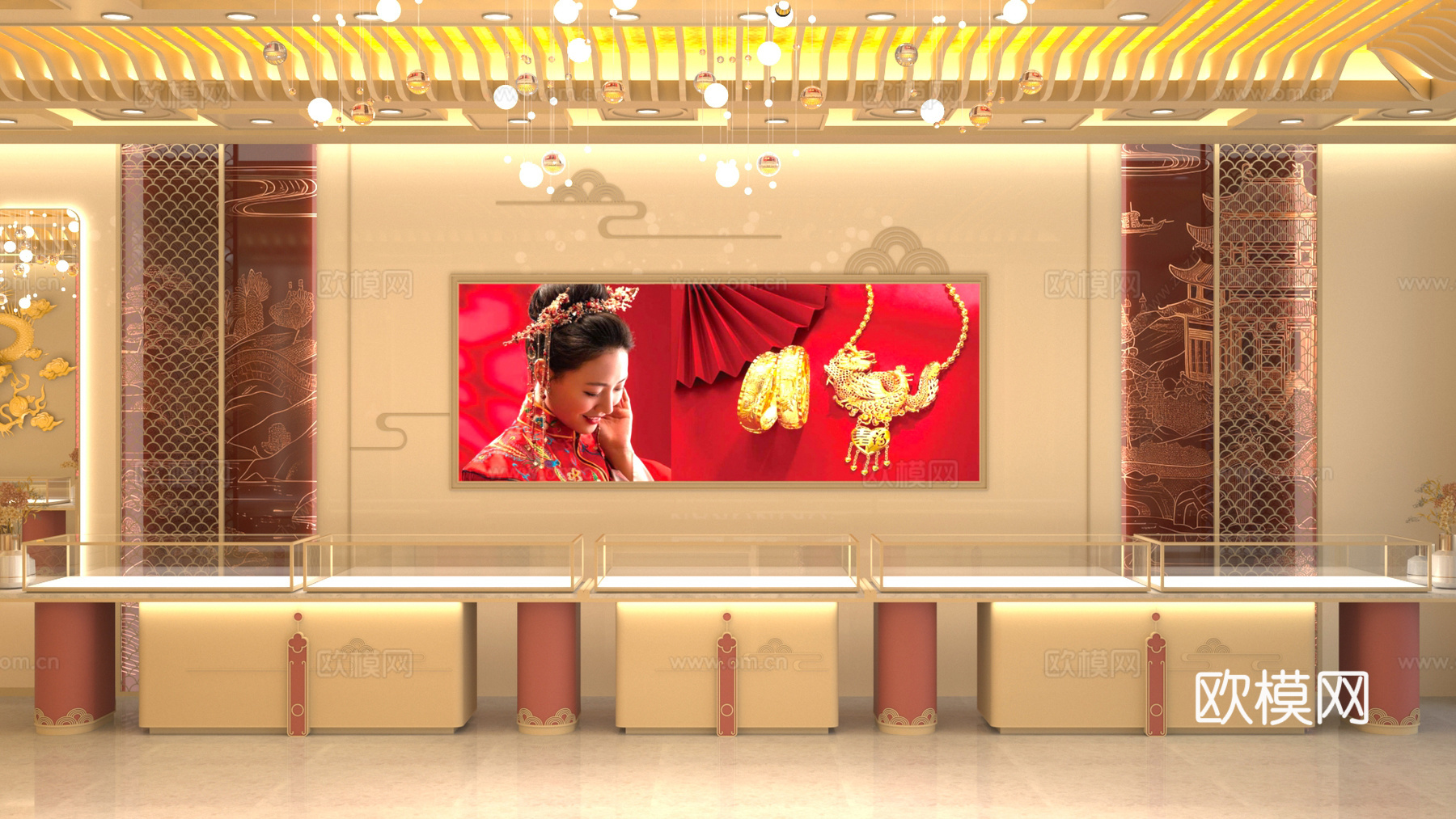 龙凤珠宝 珠宝店3d模型下载（渲染图8）