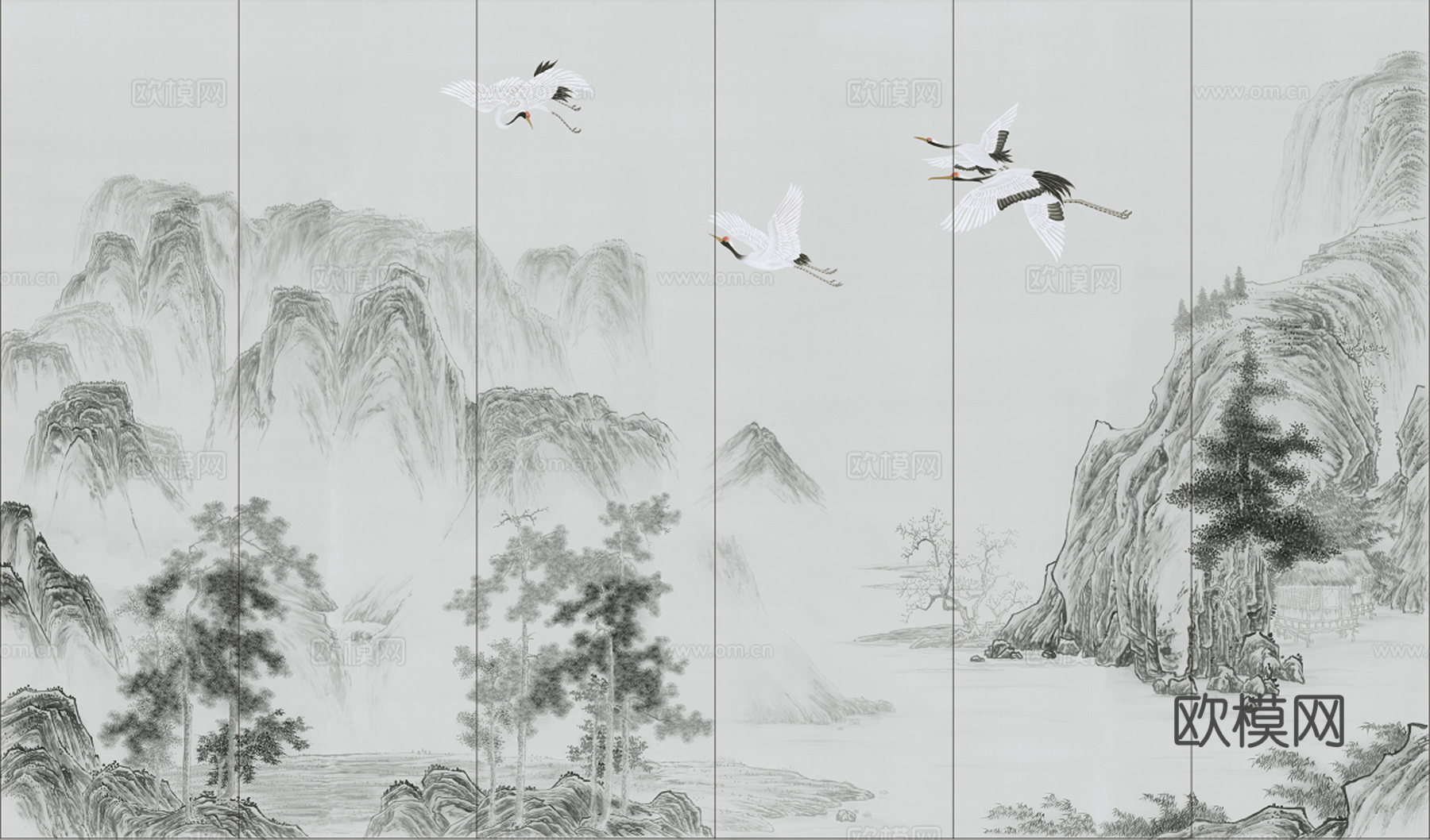 新中式立体壁画 背景墙壁画 山水壁画 墙画 壁纸 墙纸 墙布