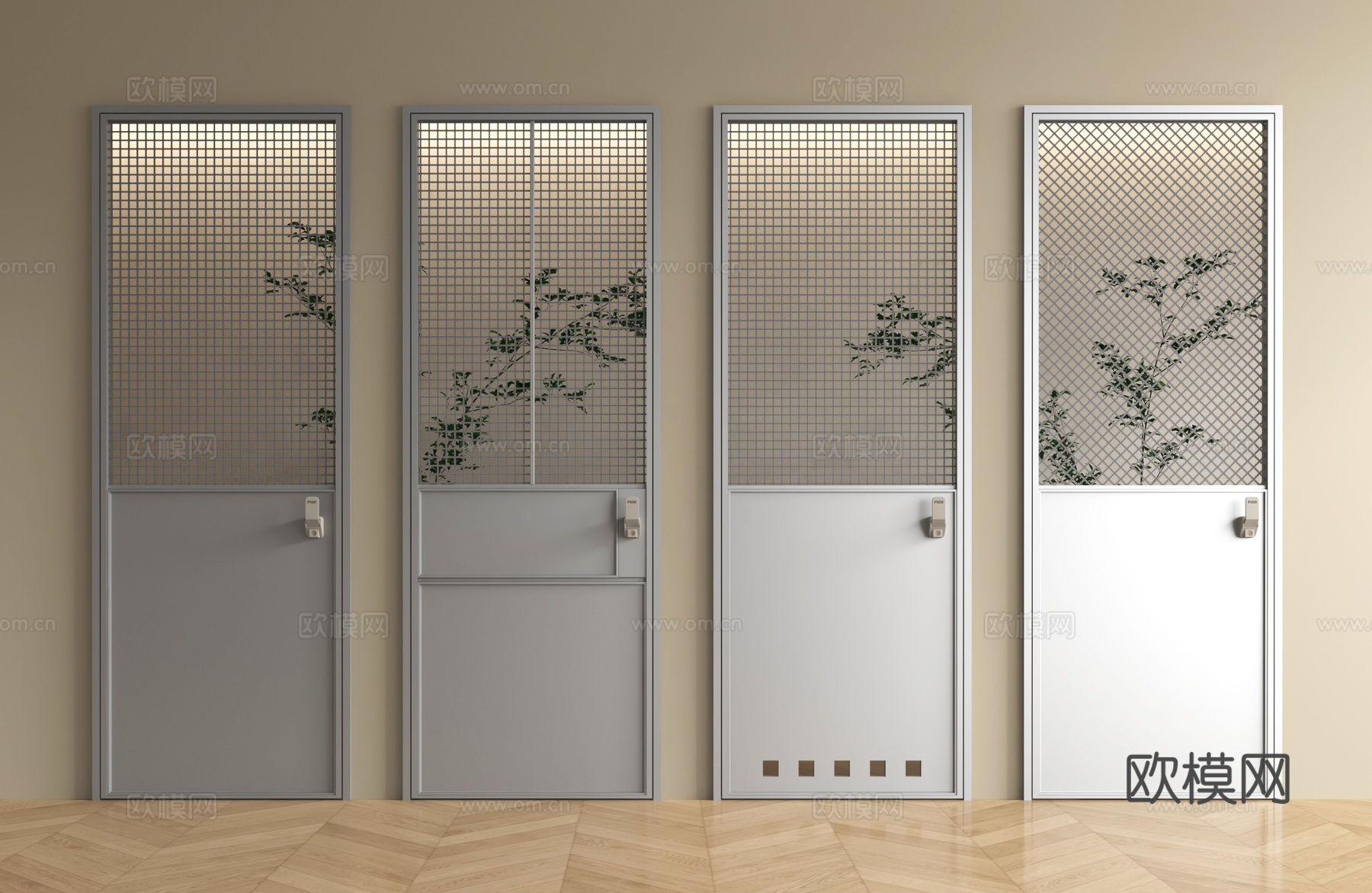 现代单开门 工业风单开门 房门 室内门 金属单开门su模型