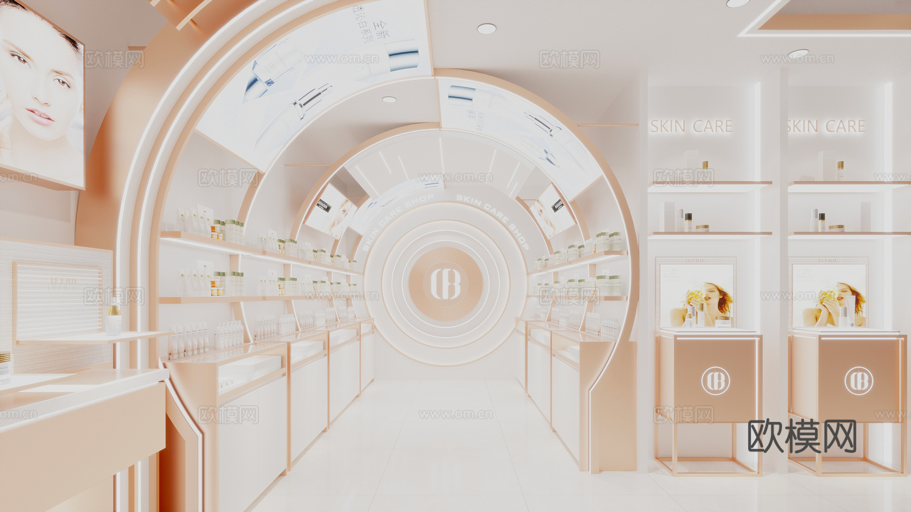 现代轻奢美妆店 现代化妆品店面 彩妆店3d模型下载（渲染图1）