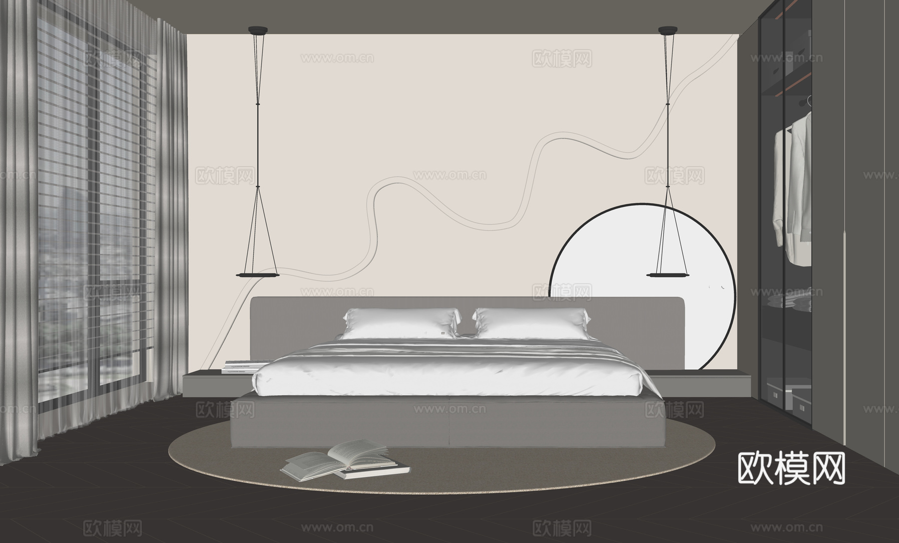 现代卧室su模型