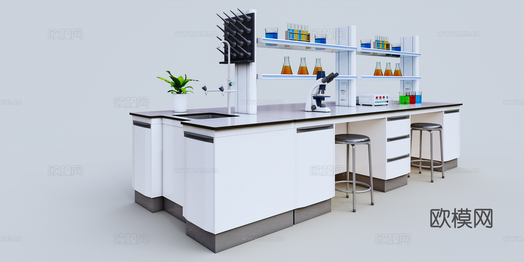 实验台 实验室3d模型下载（渲染图2）