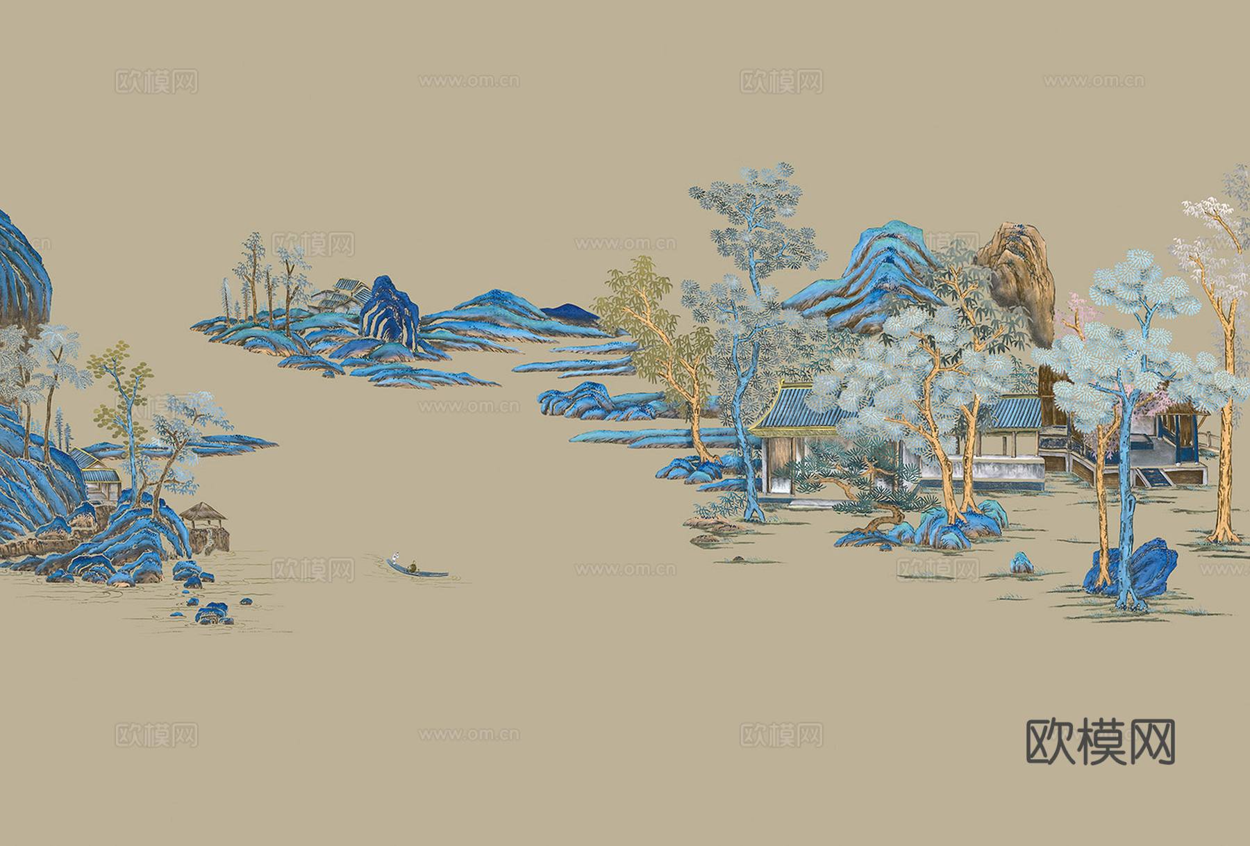 新中式立体壁画 背景墙壁画 山水壁画 墙画 壁纸 墙纸 墙布