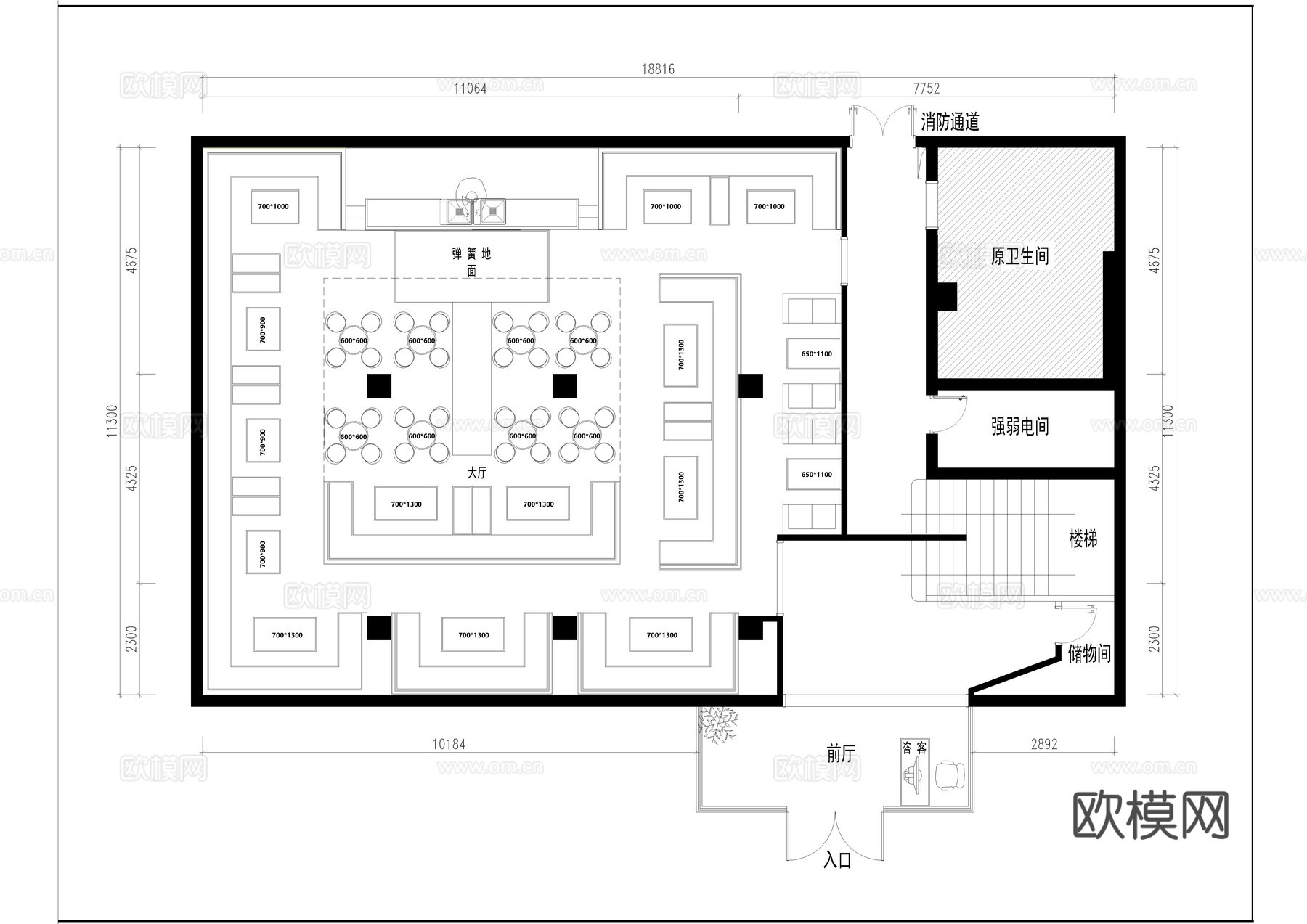 酒馆清吧CAD平面图cad施工图