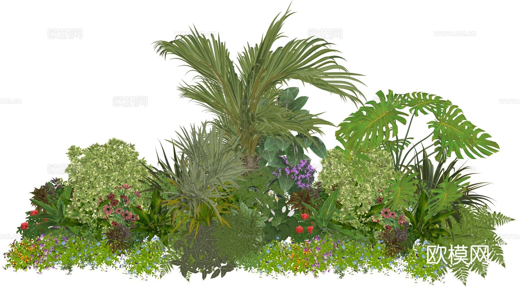 现代庭院植物堆景观组合su模型