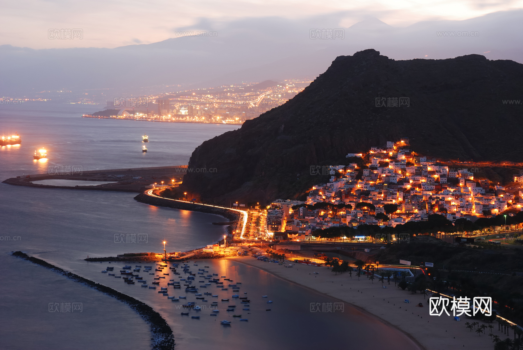 都市风情海边夜景 外景