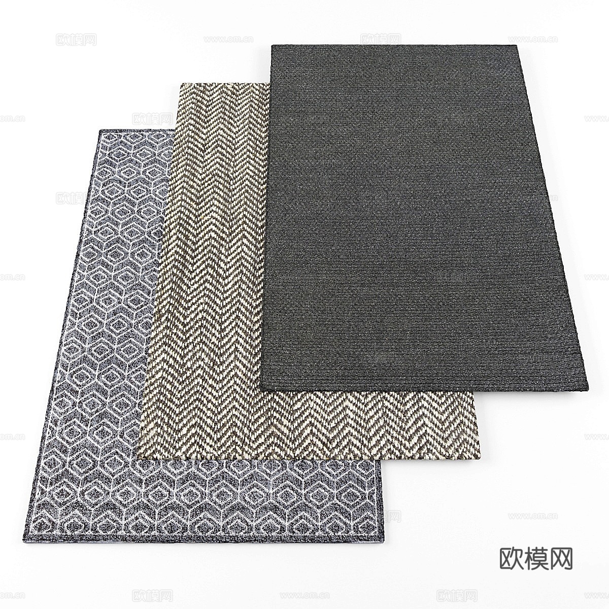 素色方块地毯3d模型下载