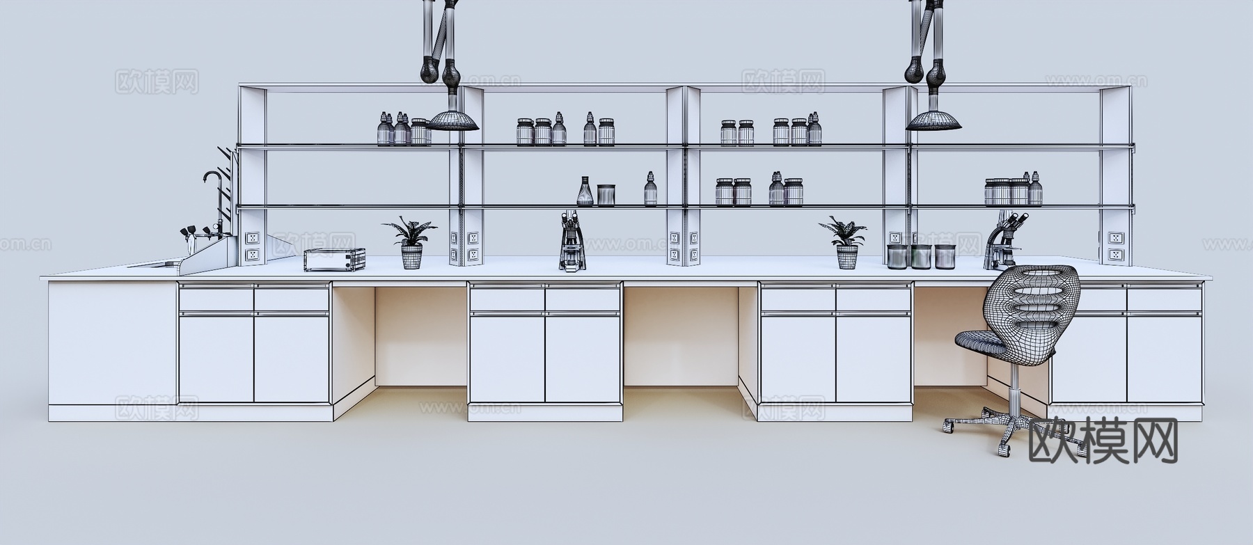 实验台 实验室3d模型下载（渲染图2）