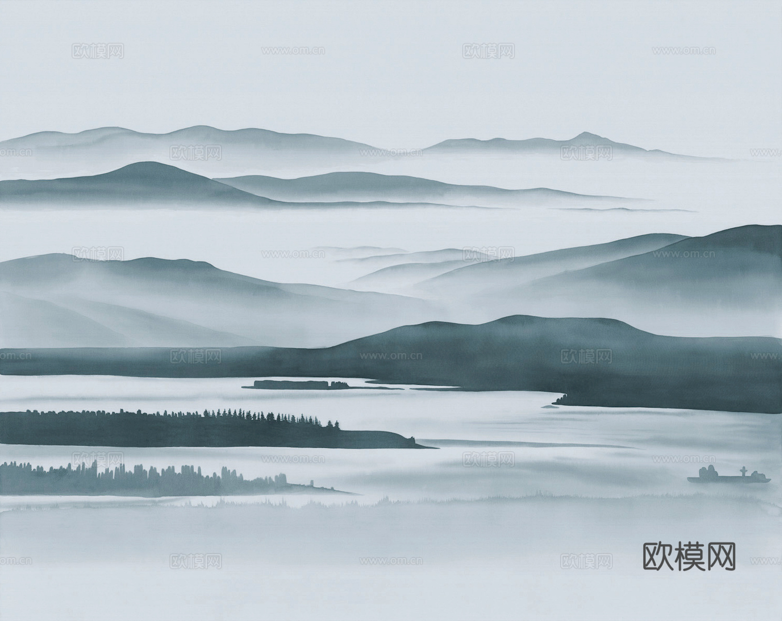 新中式立体壁画 背景墙壁画 山水壁画 墙画 壁纸 墙纸 墙布