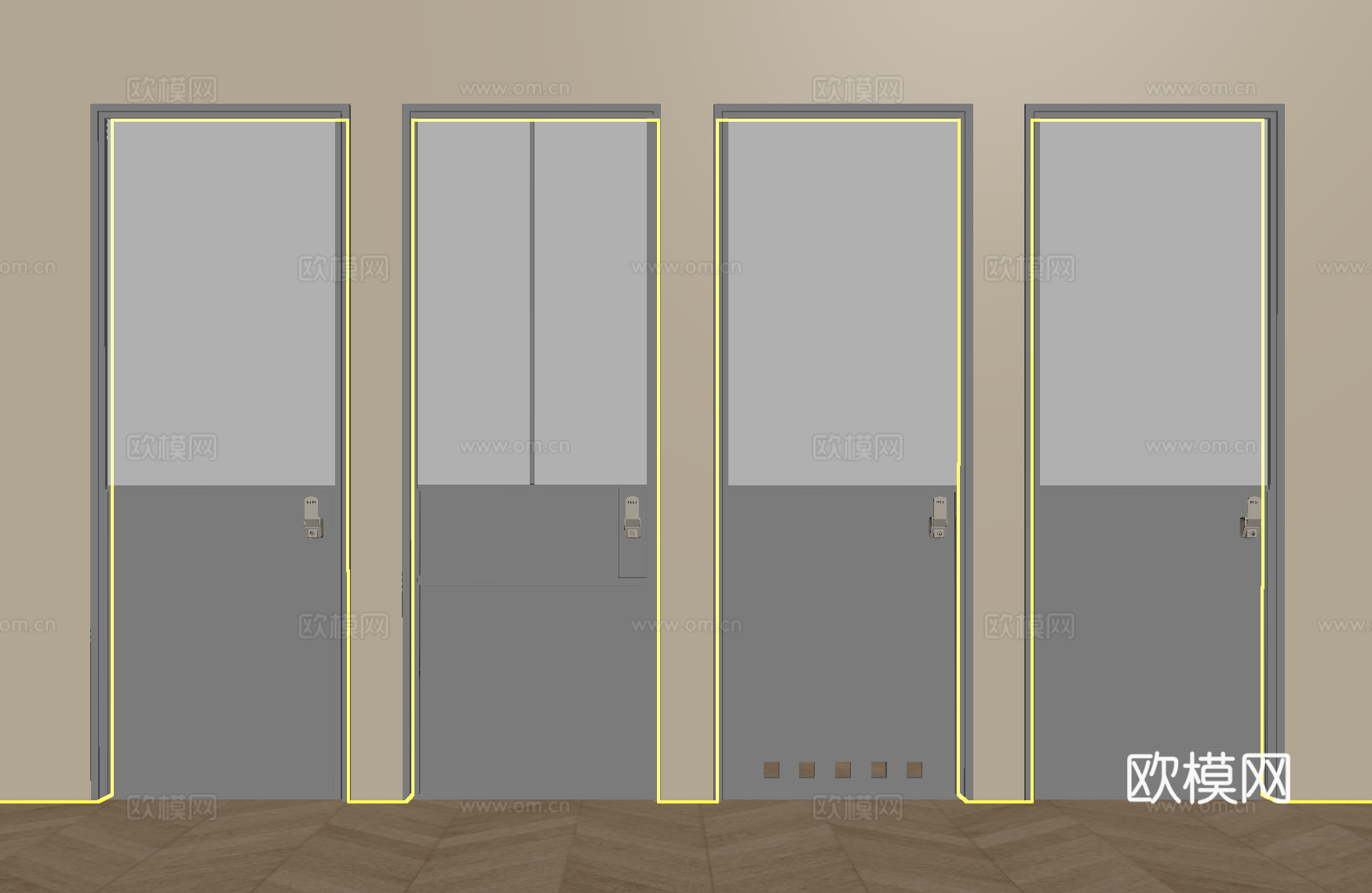 现代单开门 工业风单开门 房门 室内门 金属单开门su模型