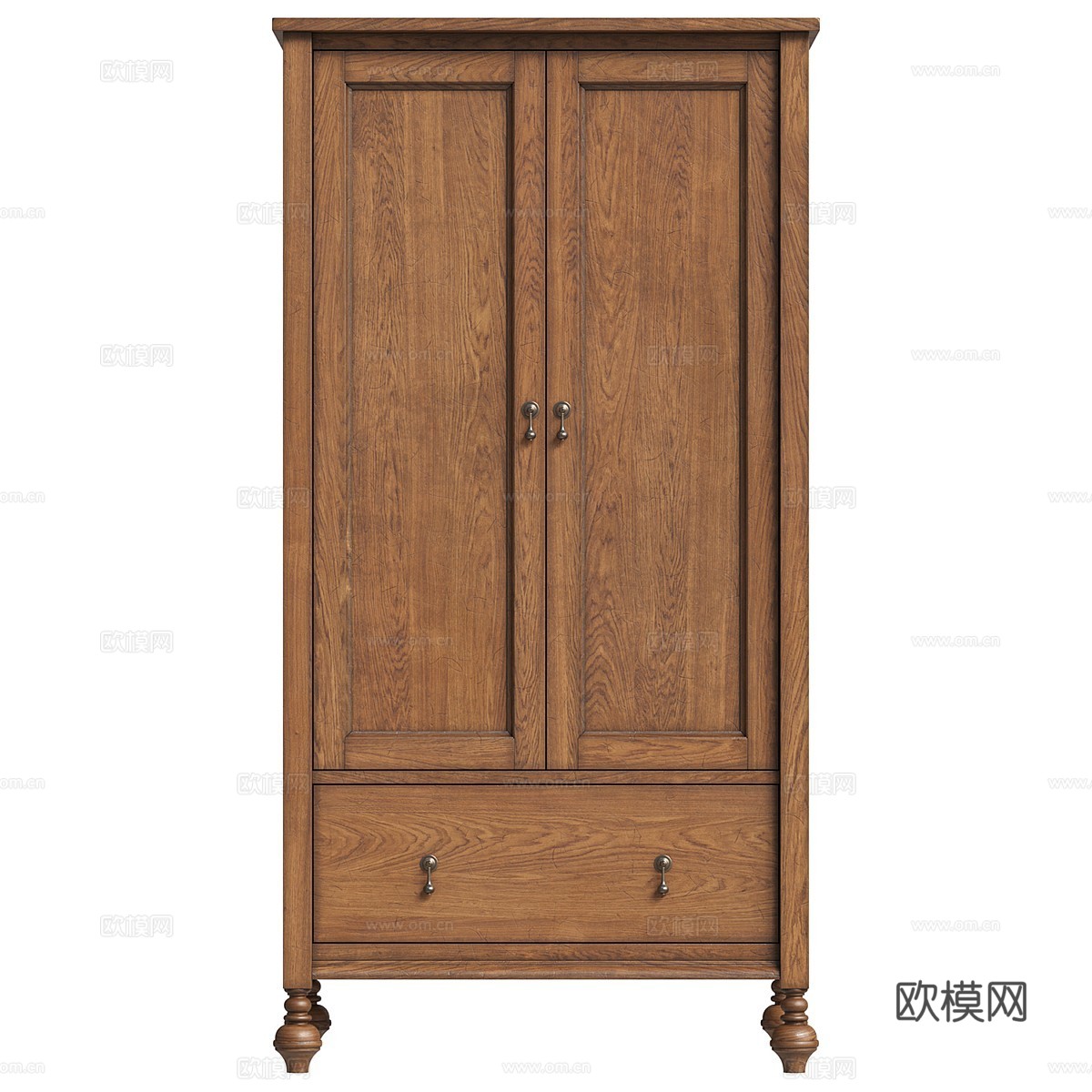 美式古典实木成品衣柜3d模型下载（渲染图3）