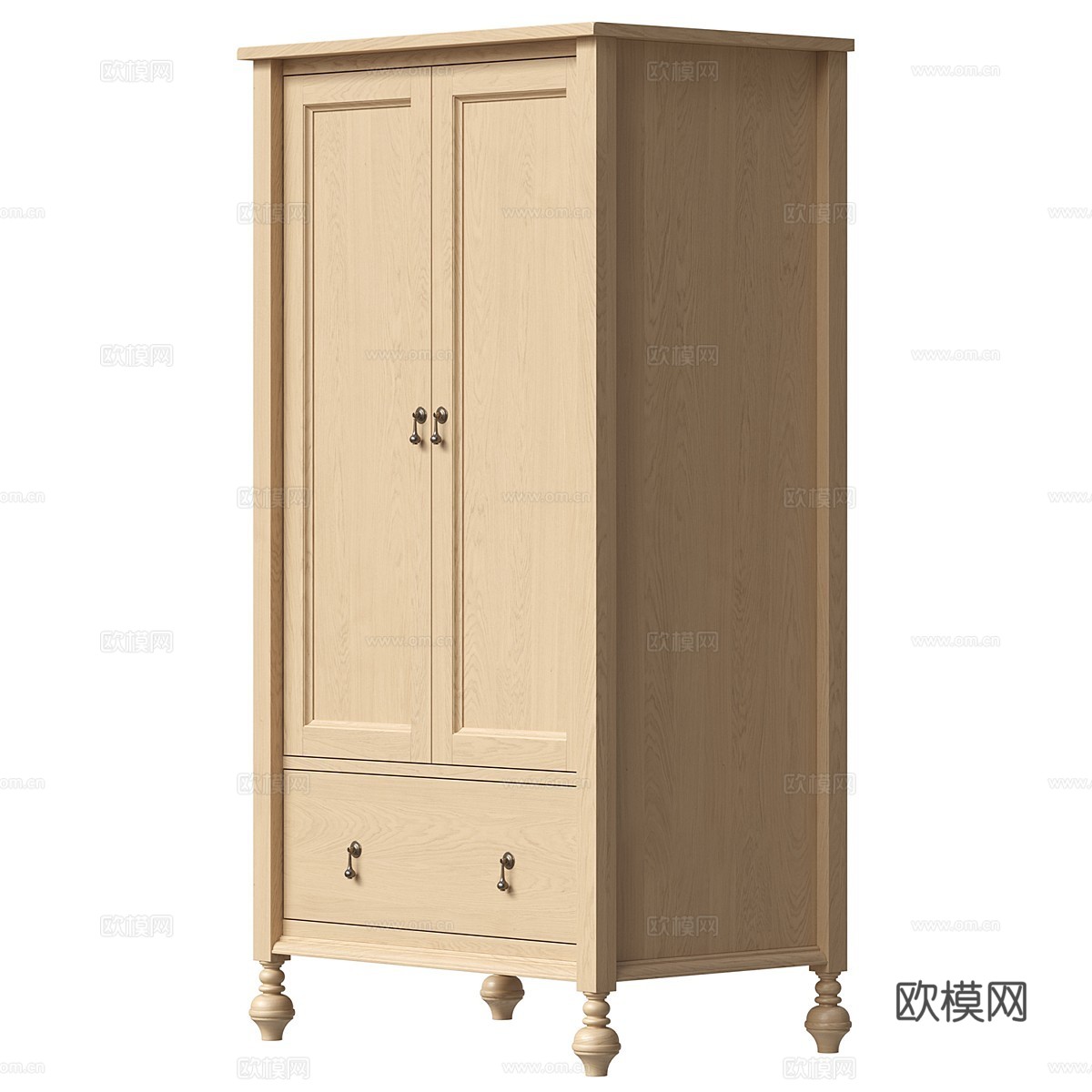 美式古典实木成品衣柜3d模型下载（渲染图4）