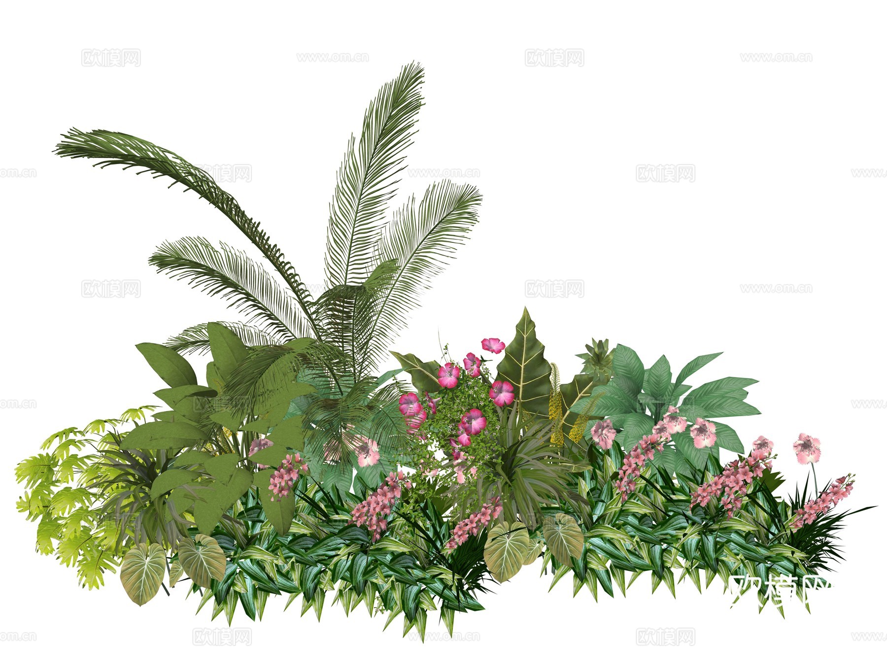 现代庭院植物堆景观组合su模型