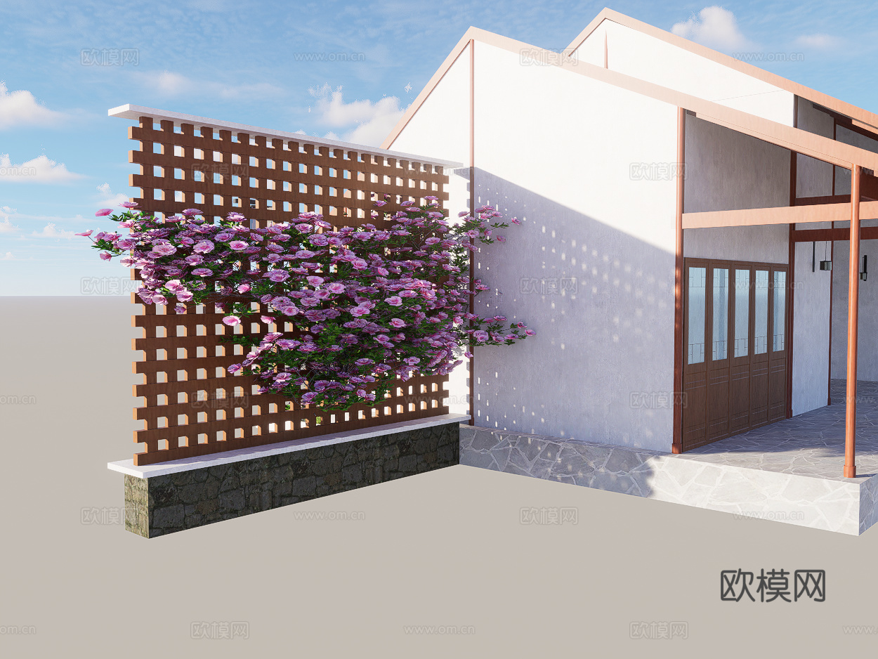 中式木构景区大门su模型