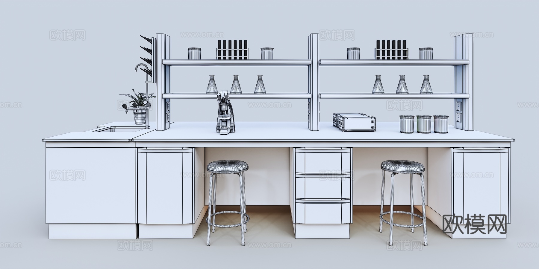实验台 实验室3d模型下载（渲染图3）