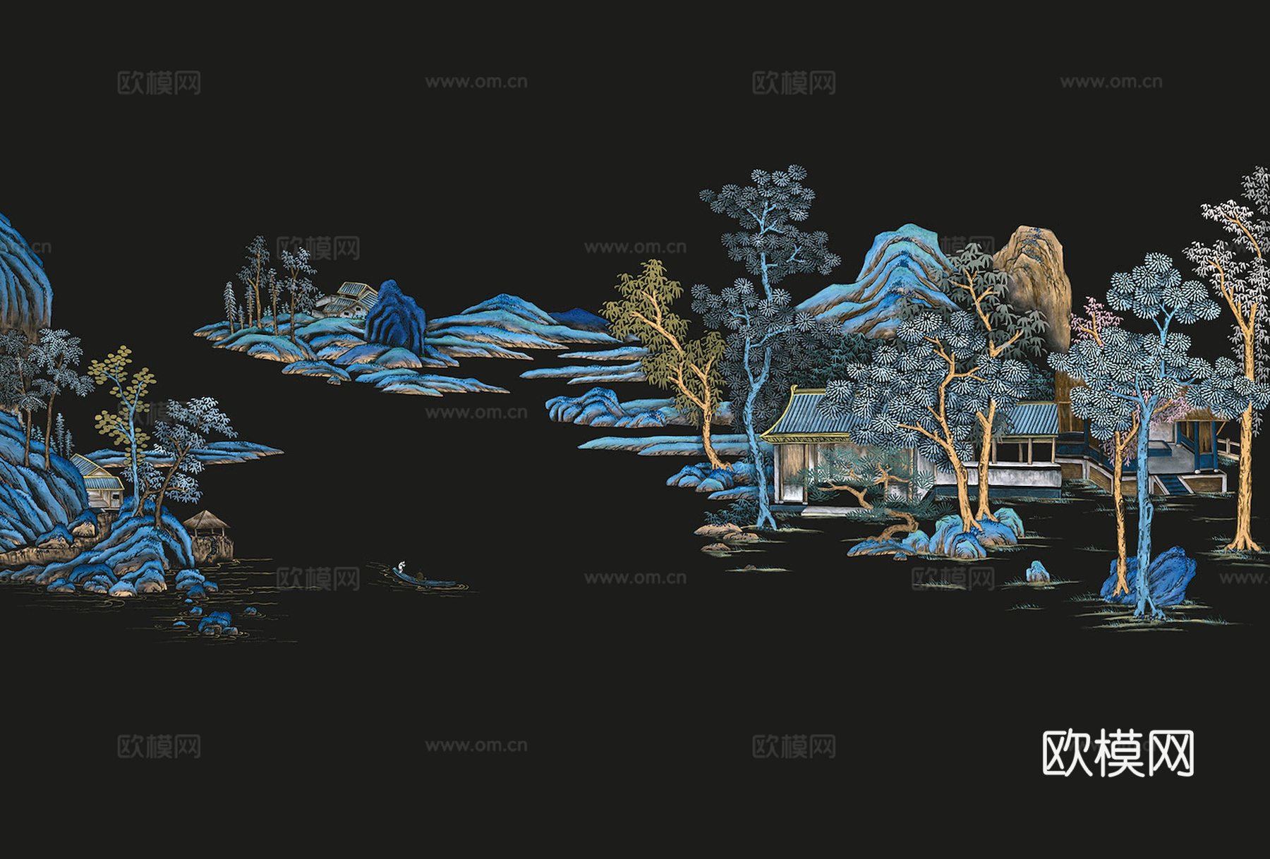 新中式立体壁画 背景墙壁画 山水壁画 墙画 壁纸 墙纸 墙布