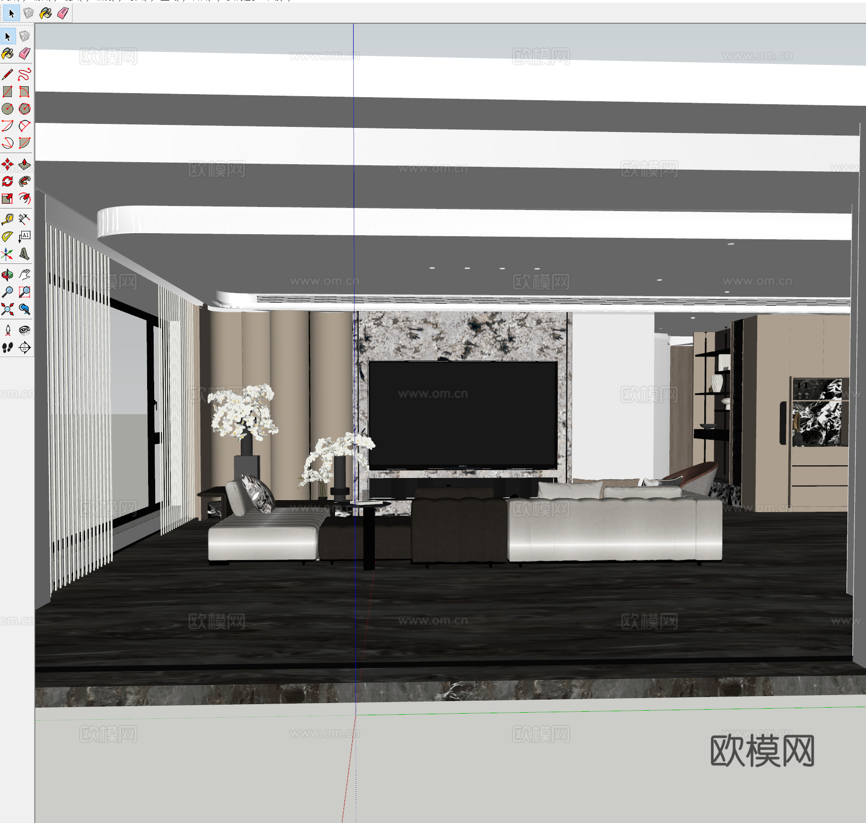 现代轻奢客厅电视 现代奶油电视背景 现代简约客厅茶几 现代电su模型