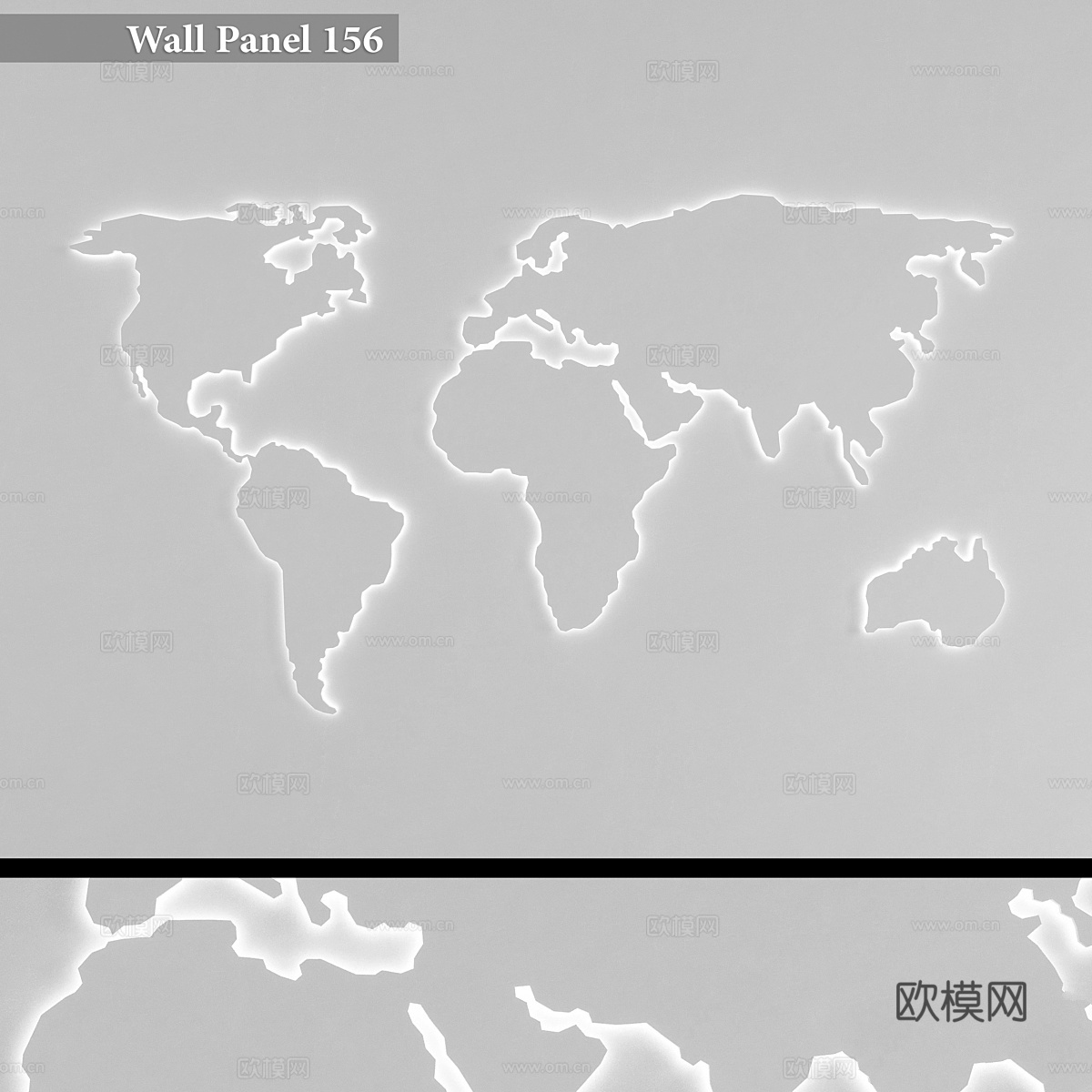 墙板156 世界地图发光灯3d模型下载